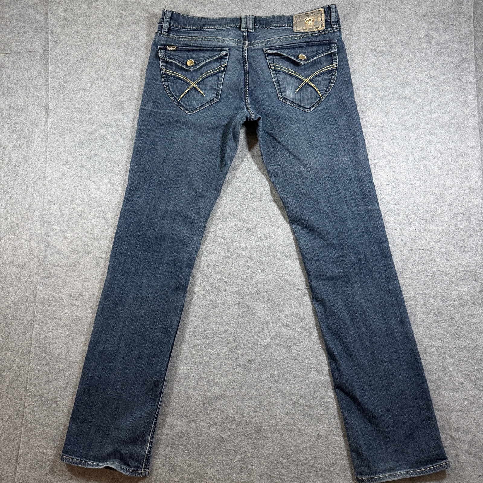 Pepe Jeans Womens 29 Dark Blue Wash Denim Y2K Low Rise Stretch Embellished thumbnail 2
