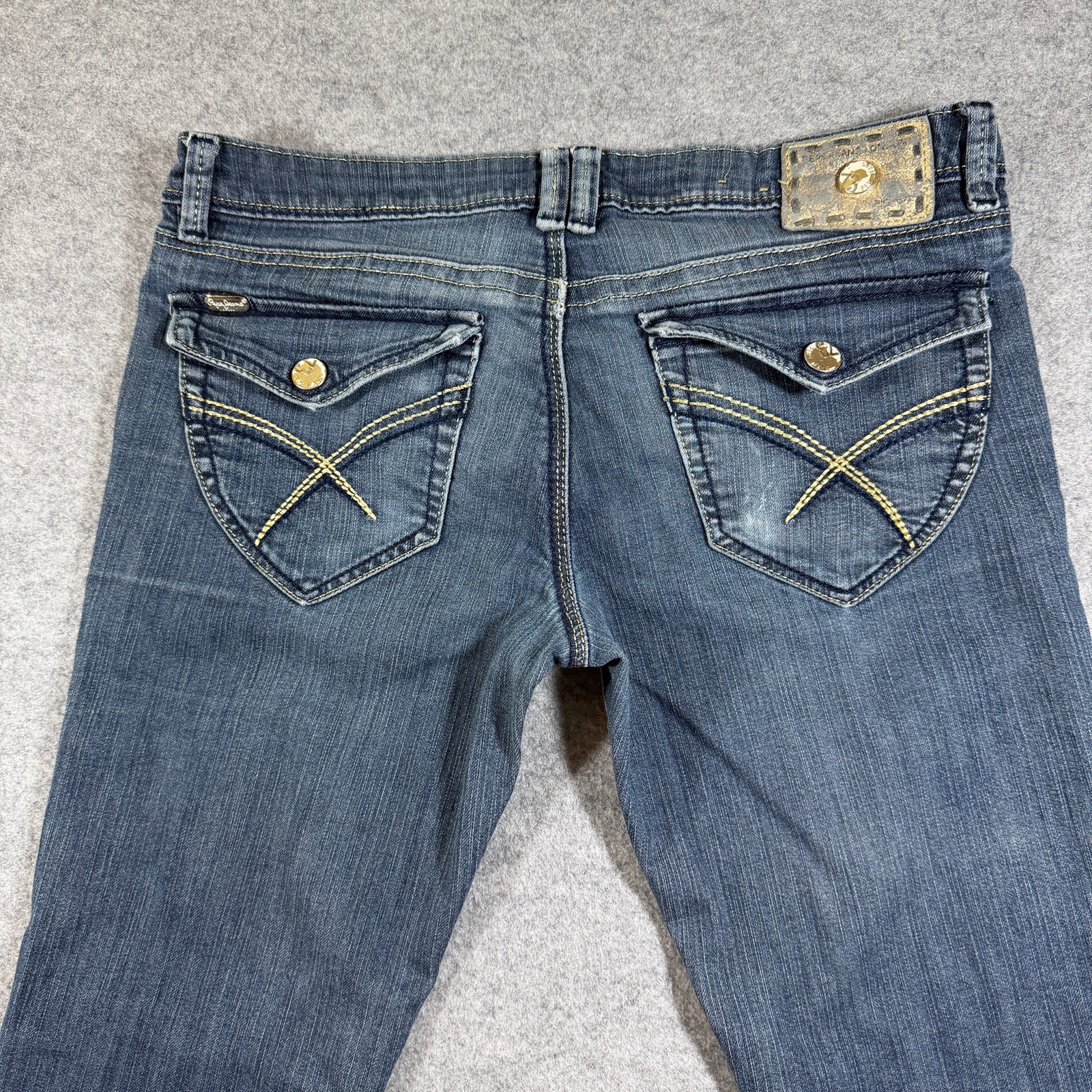 Pepe Jeans Womens 29 Dark Blue Wash Denim Y2K Low Rise Stretch Embellished thumbnail 3