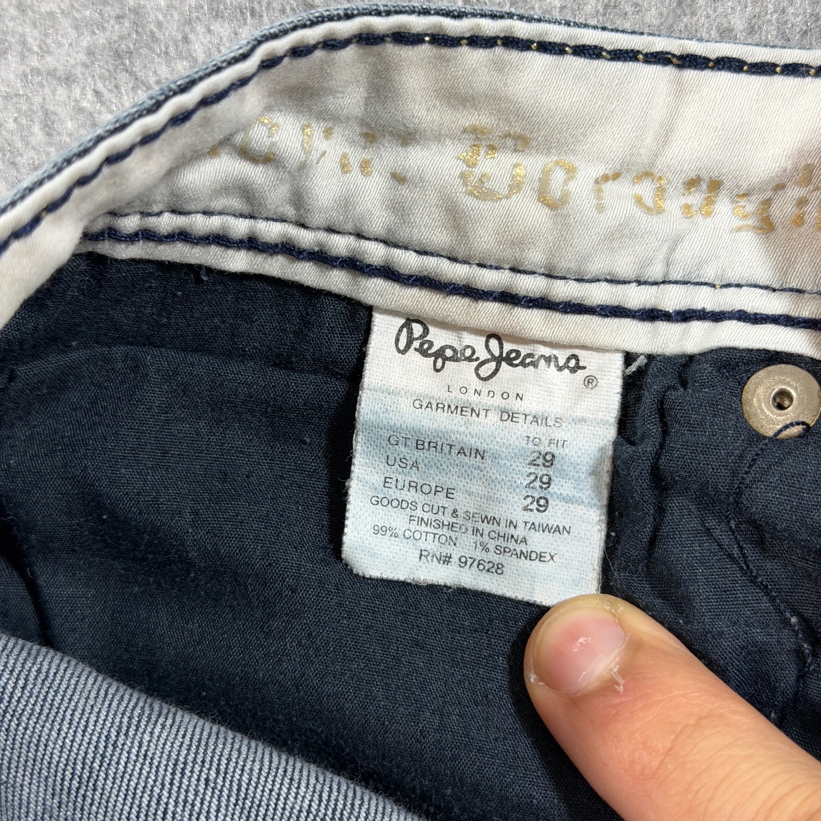 Pepe Jeans Womens 29 Dark Blue Wash Denim Y2K Low Rise Stretch Embellished thumbnail 4