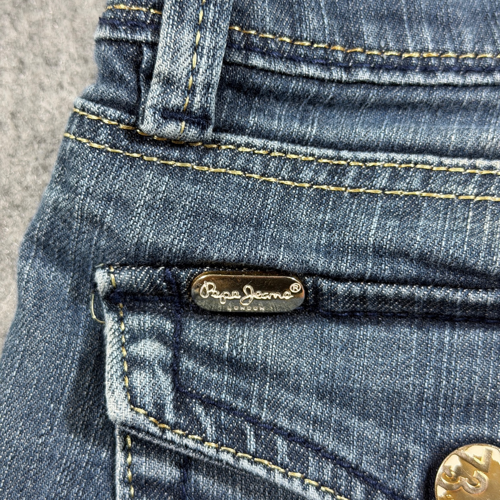 Pepe Jeans Womens 29 Dark Blue Wash Denim Y2K Low Rise Stretch Embellished thumbnail 6