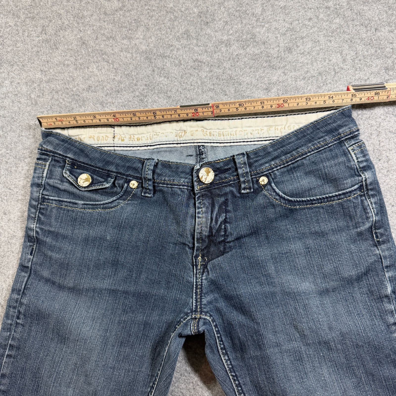 Pepe Jeans Womens 29 Dark Blue Wash Denim Y2K Low Rise Stretch Embellished thumbnail 7