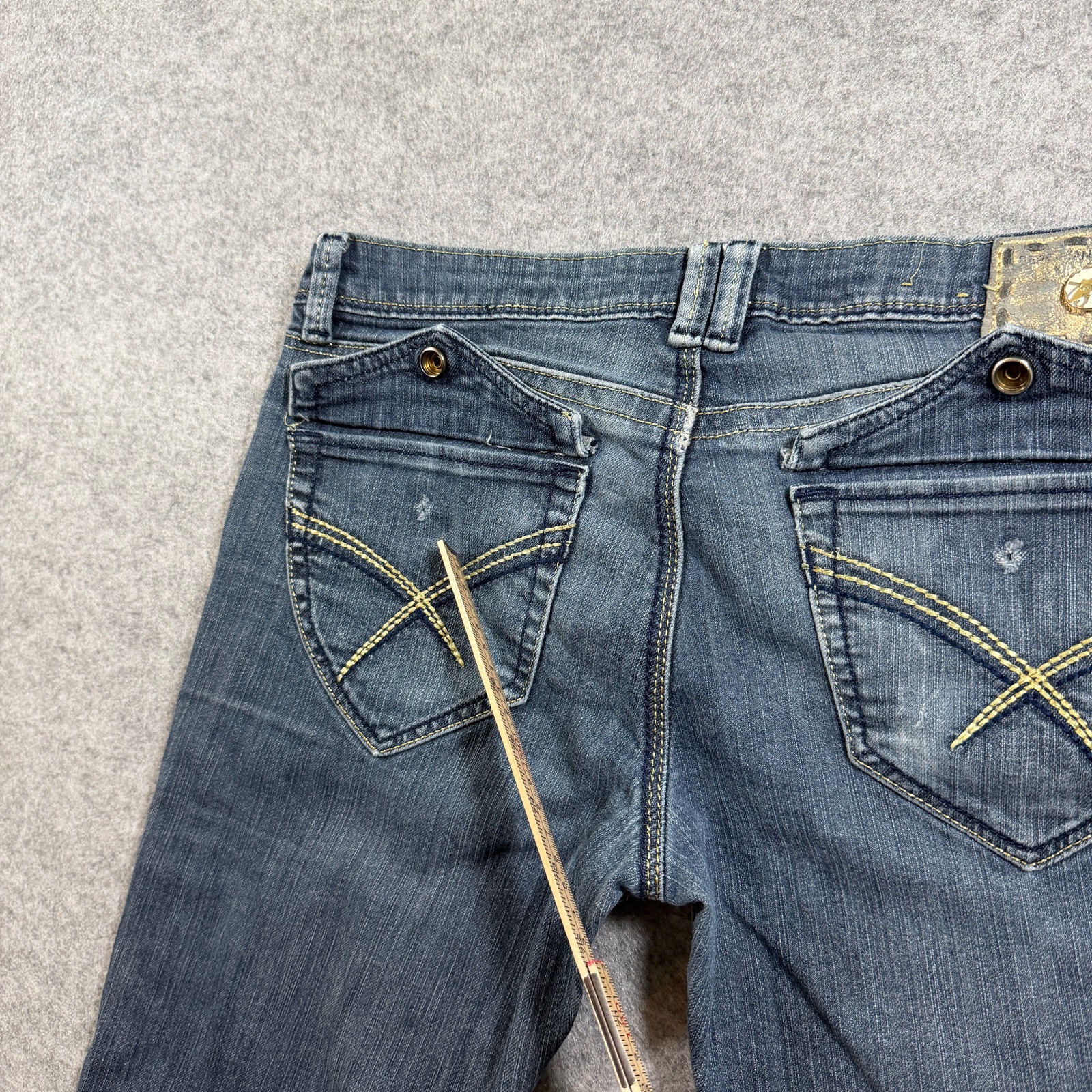 Pepe Jeans Womens 29 Dark Blue Wash Denim Y2K Low Rise Stretch Embellished thumbnail 13
