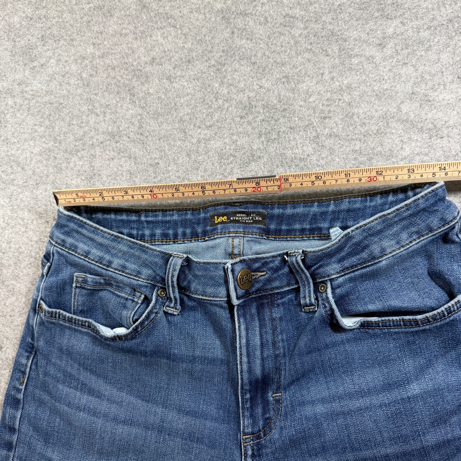 Lee Jeans Womens 8 Medium Blue Wash Straight Leg Mid Rise Stretch Denim thumbnail 7