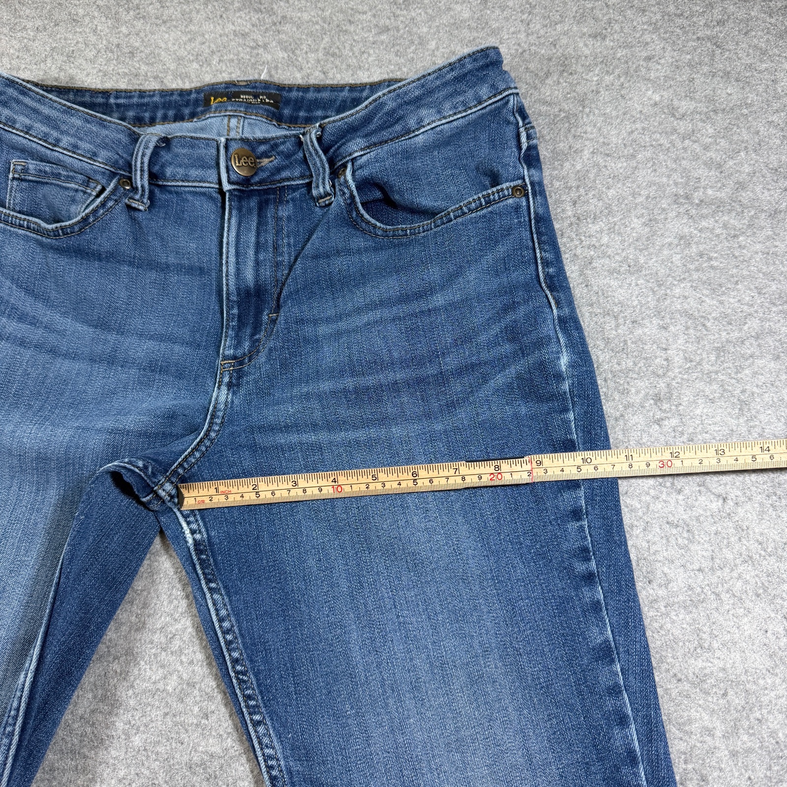 Lee Jeans Womens 8 Medium Blue Wash Straight Leg Mid Rise Stretch Denim thumbnail 9