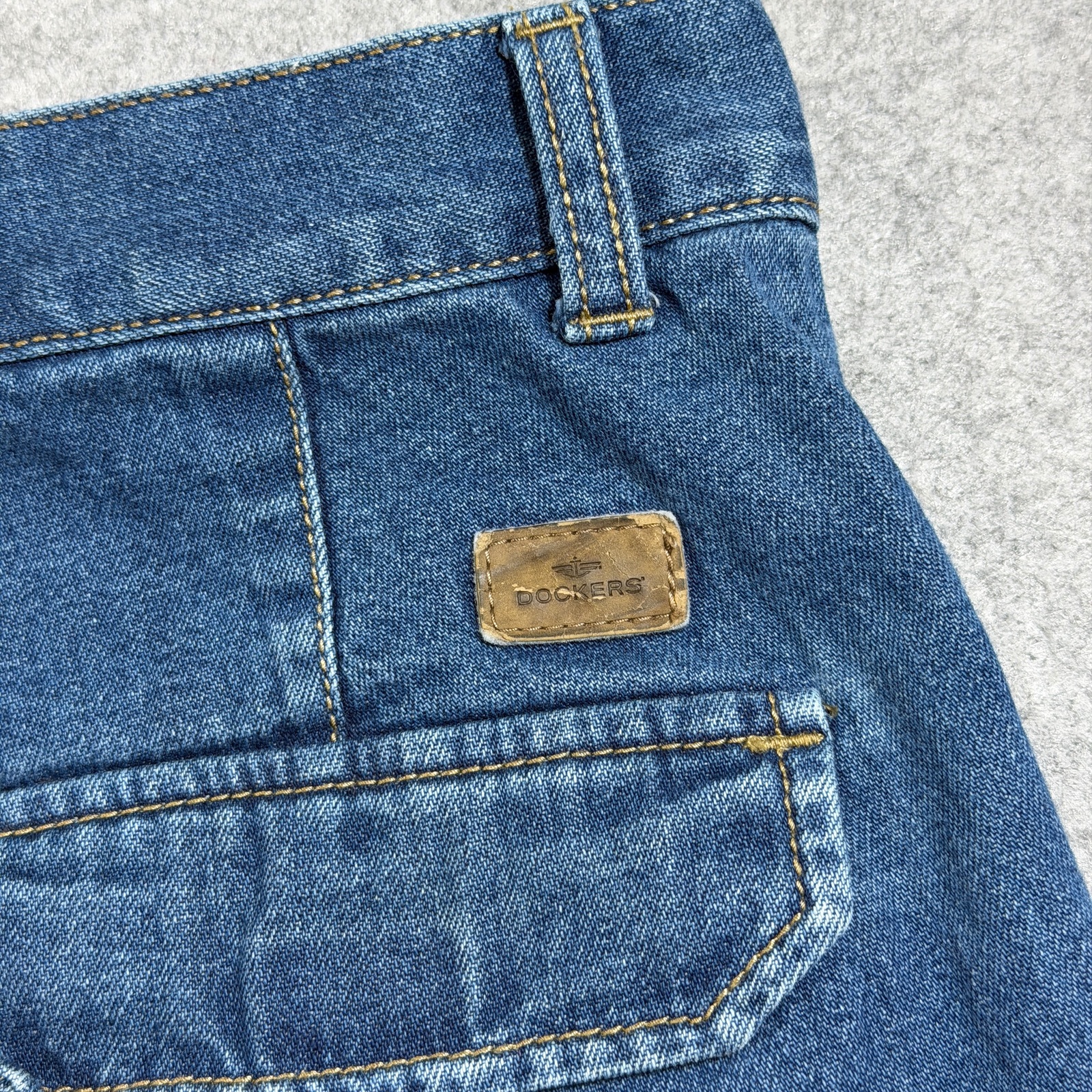 Dockers Cargo Shorts Jorts Mens W44 Denim Blue Flat Front Relaxed Fit Casual thumbnail 10