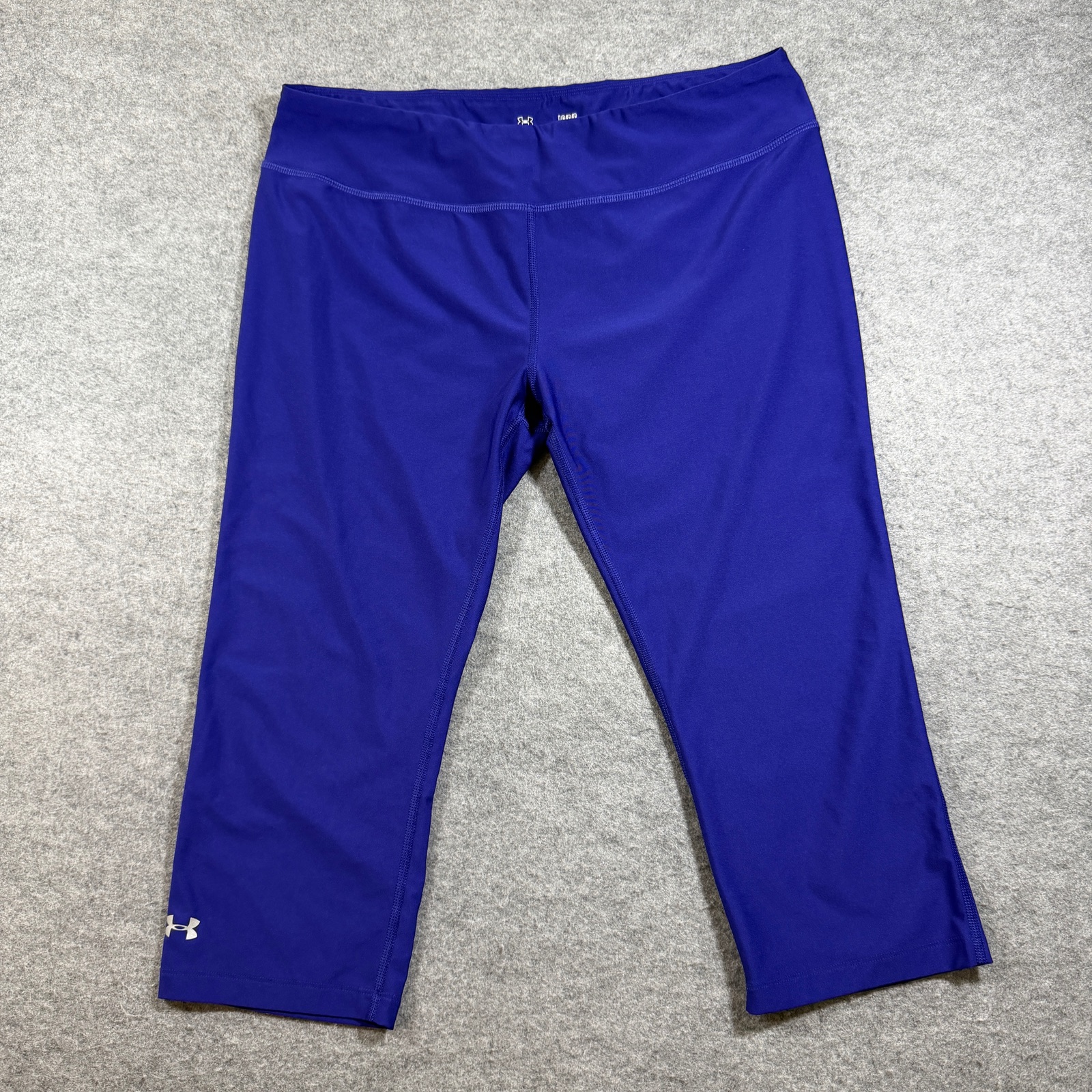 Under Armour HeatGear Capri Leggings Womens LG Purple Compression Gym Workout