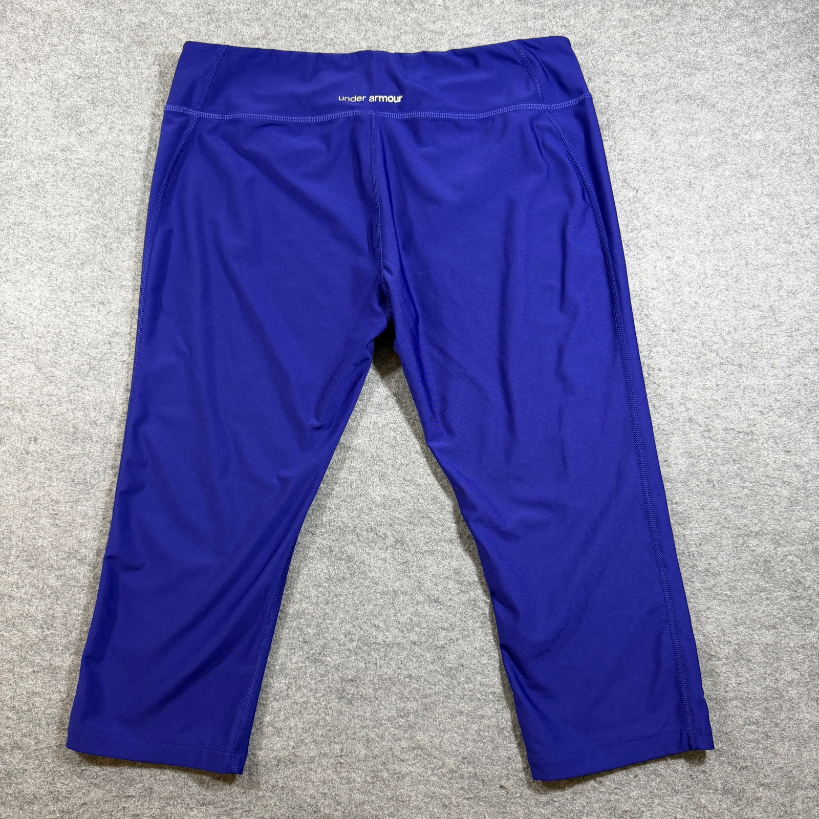 Under Armour HeatGear Capri Leggings Womens LG Purple Compression Gym Workout thumbnail 2