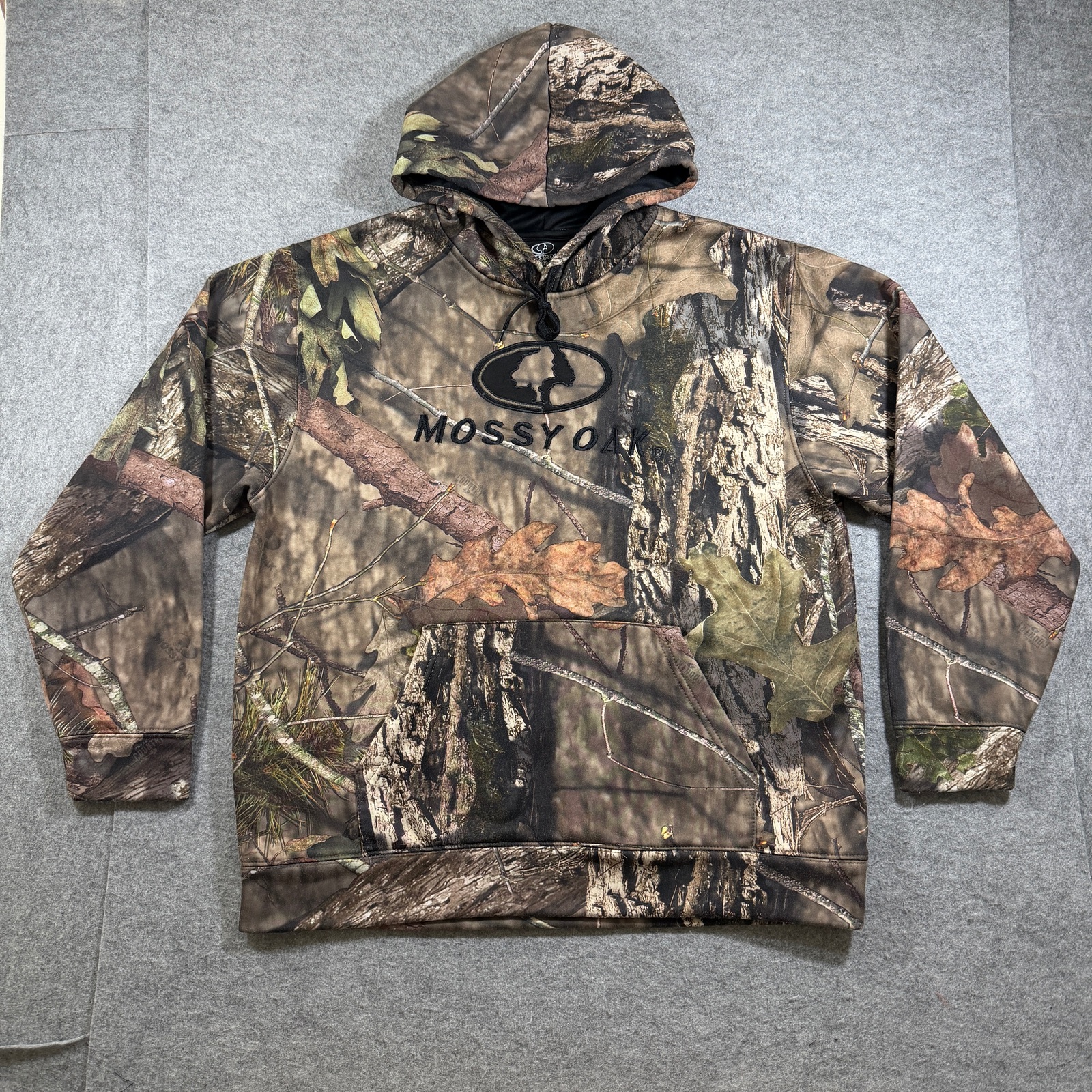 Mossy Oak Real Camo Pullover Hoodie Mens L Hunting Fishing Fleece Drawstring