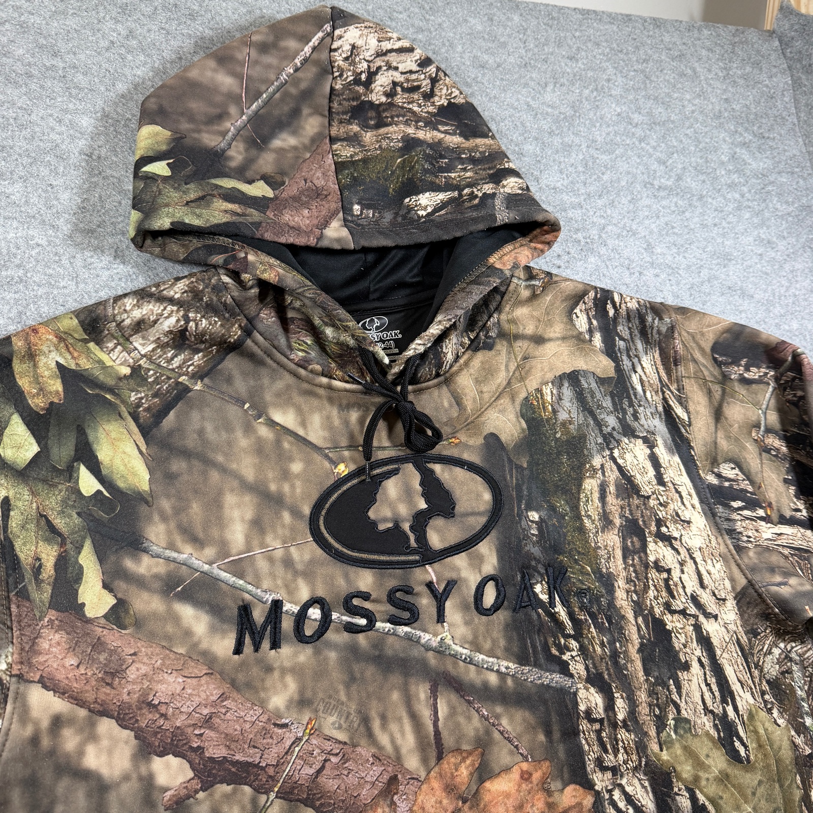 Mossy Oak Real Camo Pullover Hoodie Mens L Hunting Fishing Fleece Drawstring thumbnail 3
