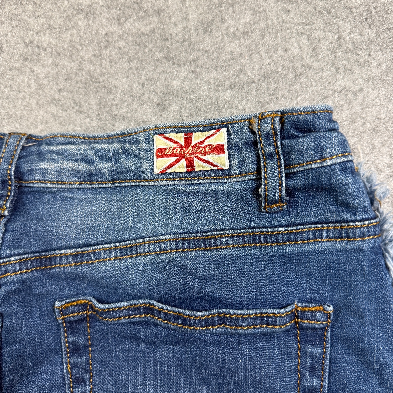 Machine Jeans Denim Skirt Womens 30 Blue Frayed Hem Distressed Whiskered Mini thumbnail 10