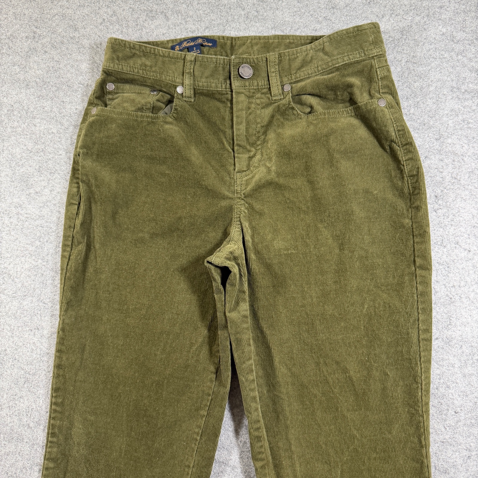 Brooks Brothers Corduroy Pants Womens 2 Olive Green Five Pocket Slim Stretch thumbnail 4
