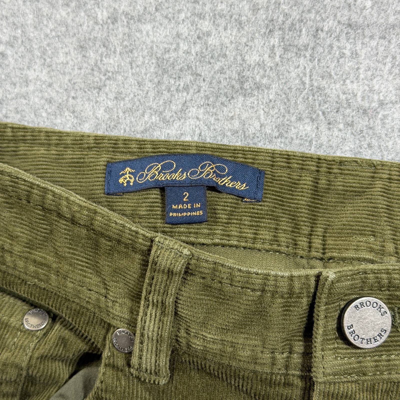 Brooks Brothers Corduroy Pants Womens 2 Olive Green Five Pocket Slim Stretch thumbnail 5