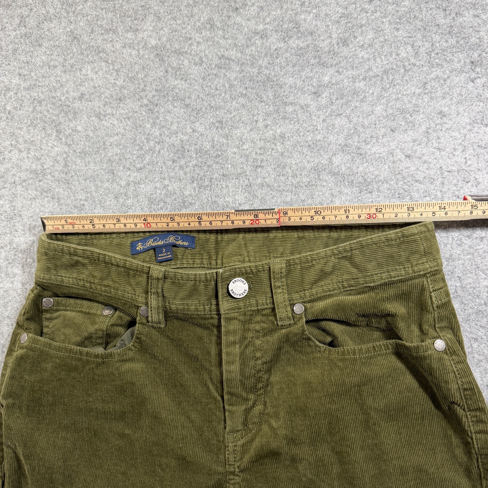 Brooks Brothers Corduroy Pants Womens 2 Olive Green Five Pocket Slim Stretch thumbnail 6