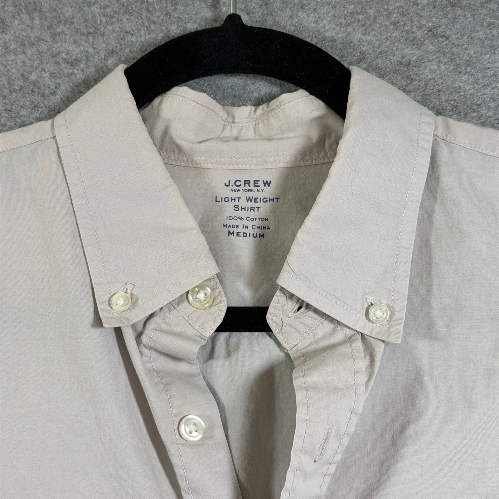 J.Crew Button Down Shirt Mens M Beige Lightweight Cotton Preppy Office Casual thumbnail 3