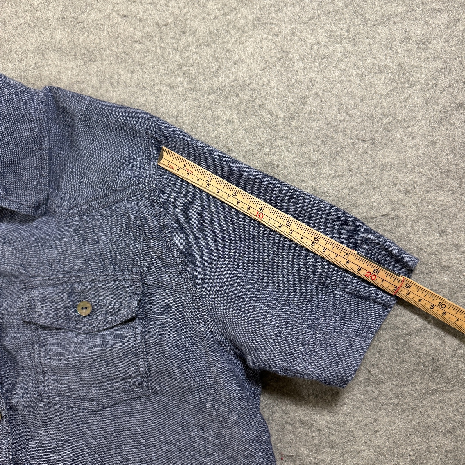 Nicole Miller New York Linen Shirt Womens L Chambray Blue Button Front Western thumbnail 8