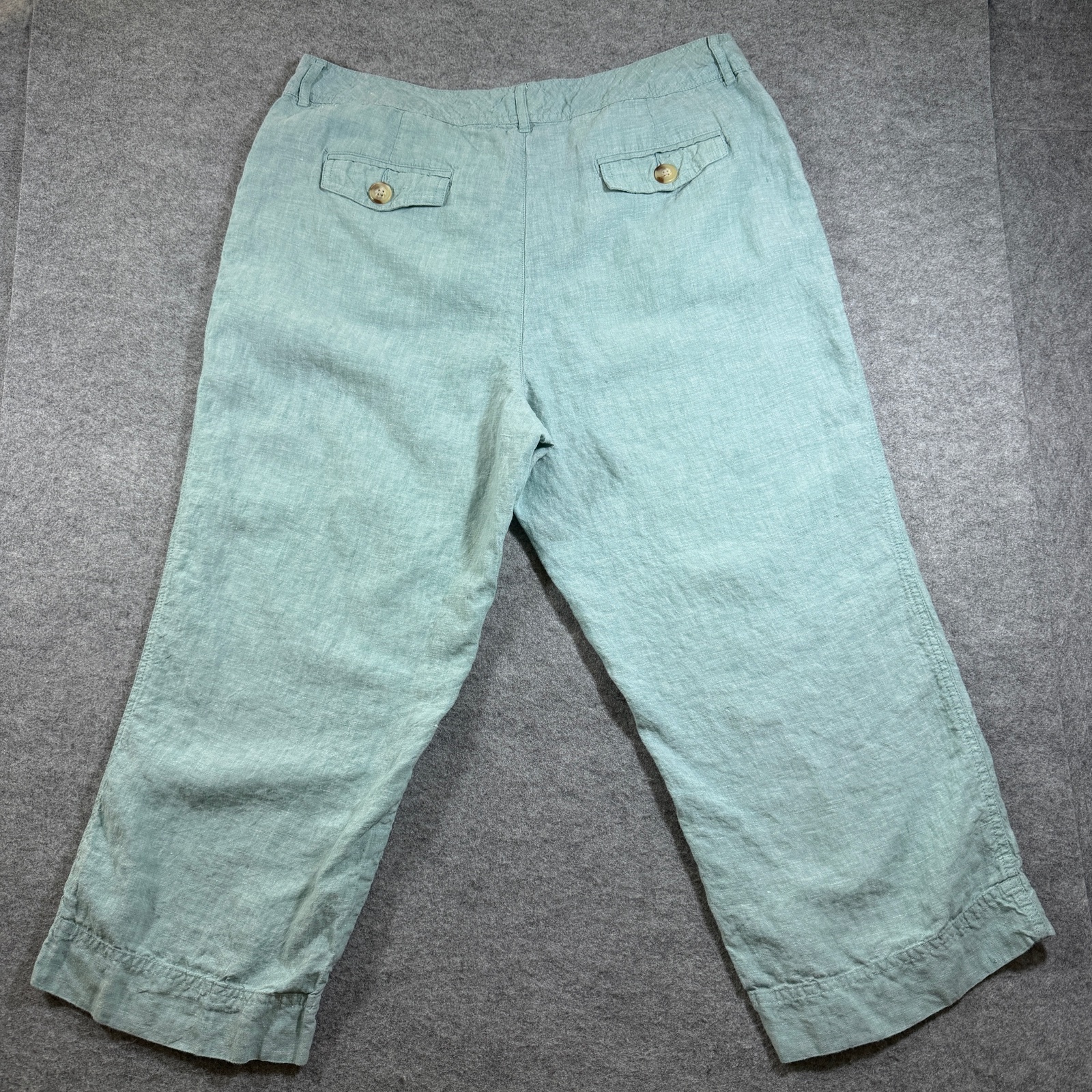 Cherokee 100% Linen Capri Pant Womens 18 Seafoam Green Relaxed Breathable Summer thumbnail 2