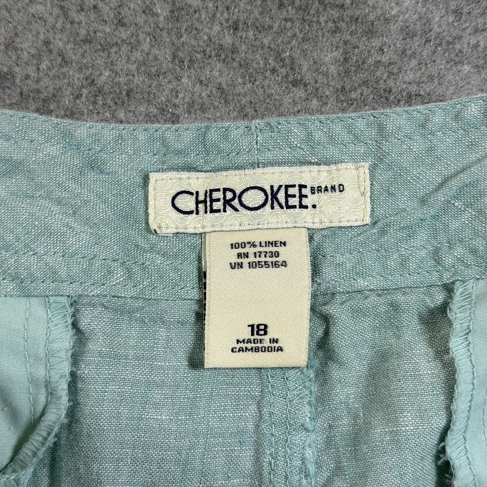 Cherokee 100% Linen Capri Pant Womens 18 Seafoam Green Relaxed Breathable Summer thumbnail 5