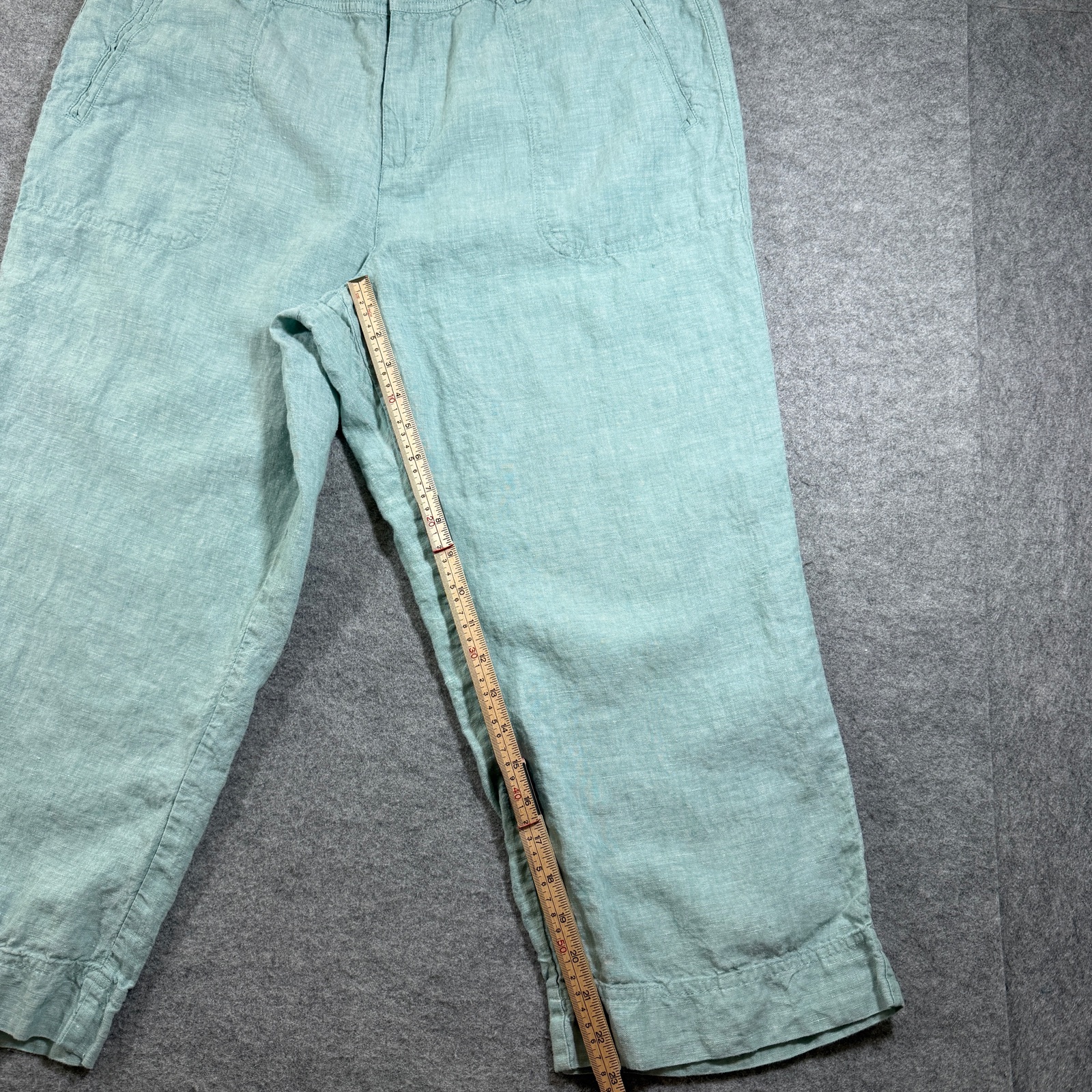 Cherokee 100% Linen Capri Pant Womens 18 Seafoam Green Relaxed Breathable Summer thumbnail 8