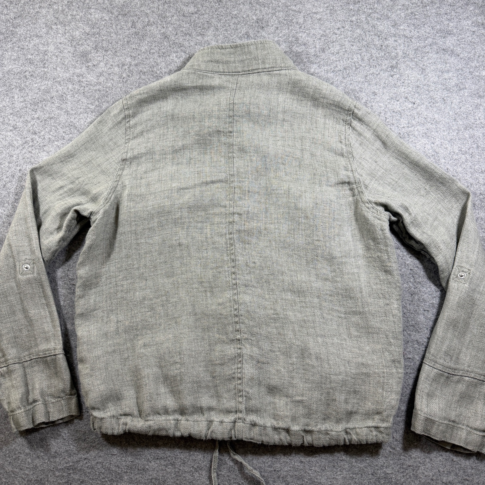 C&C California Linen Jacket Womens S Gray Mandarin Collar Snap Front Relaxed thumbnail 2