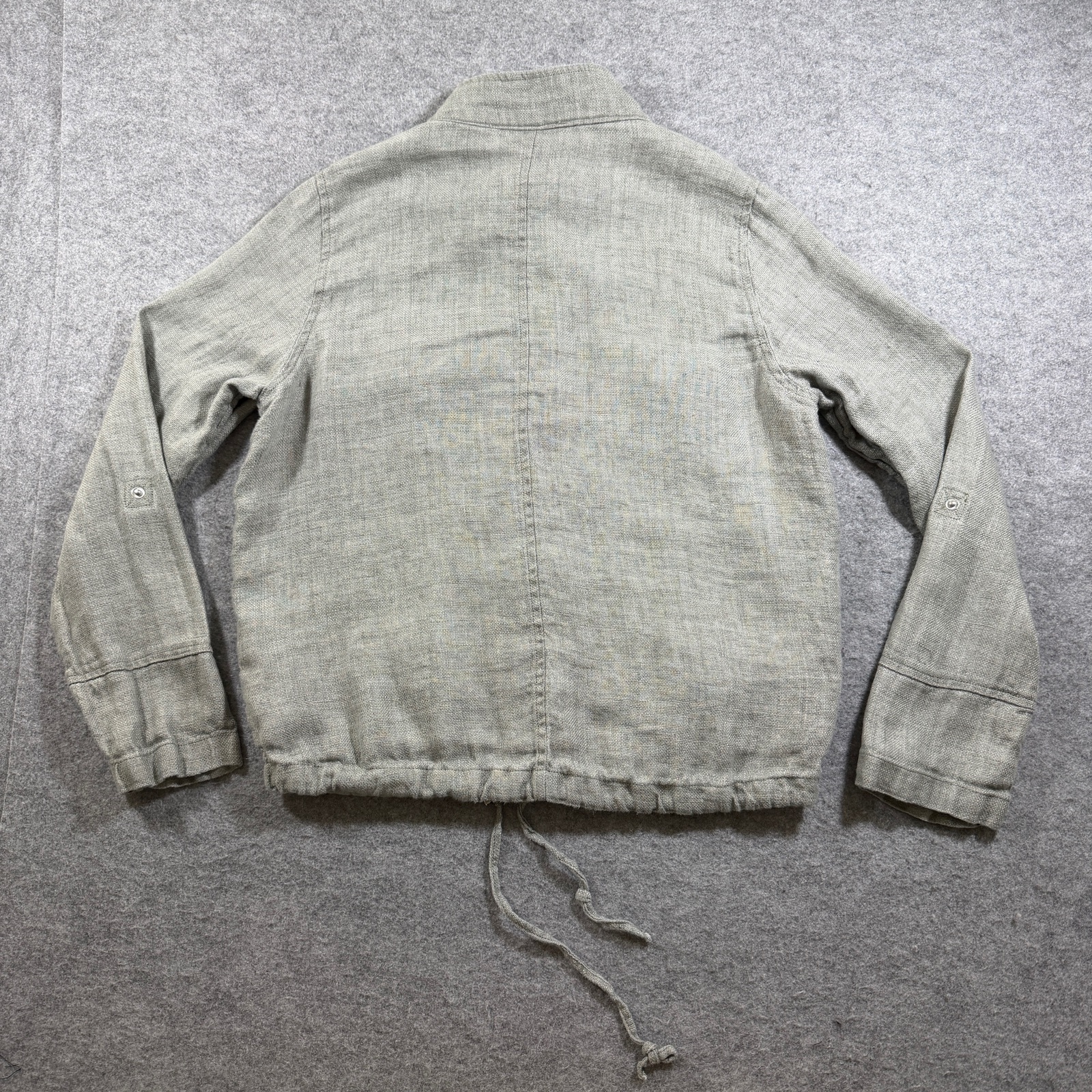 C&C California Linen Jacket Womens S Gray Mandarin Collar Snap Front Relaxed thumbnail 10