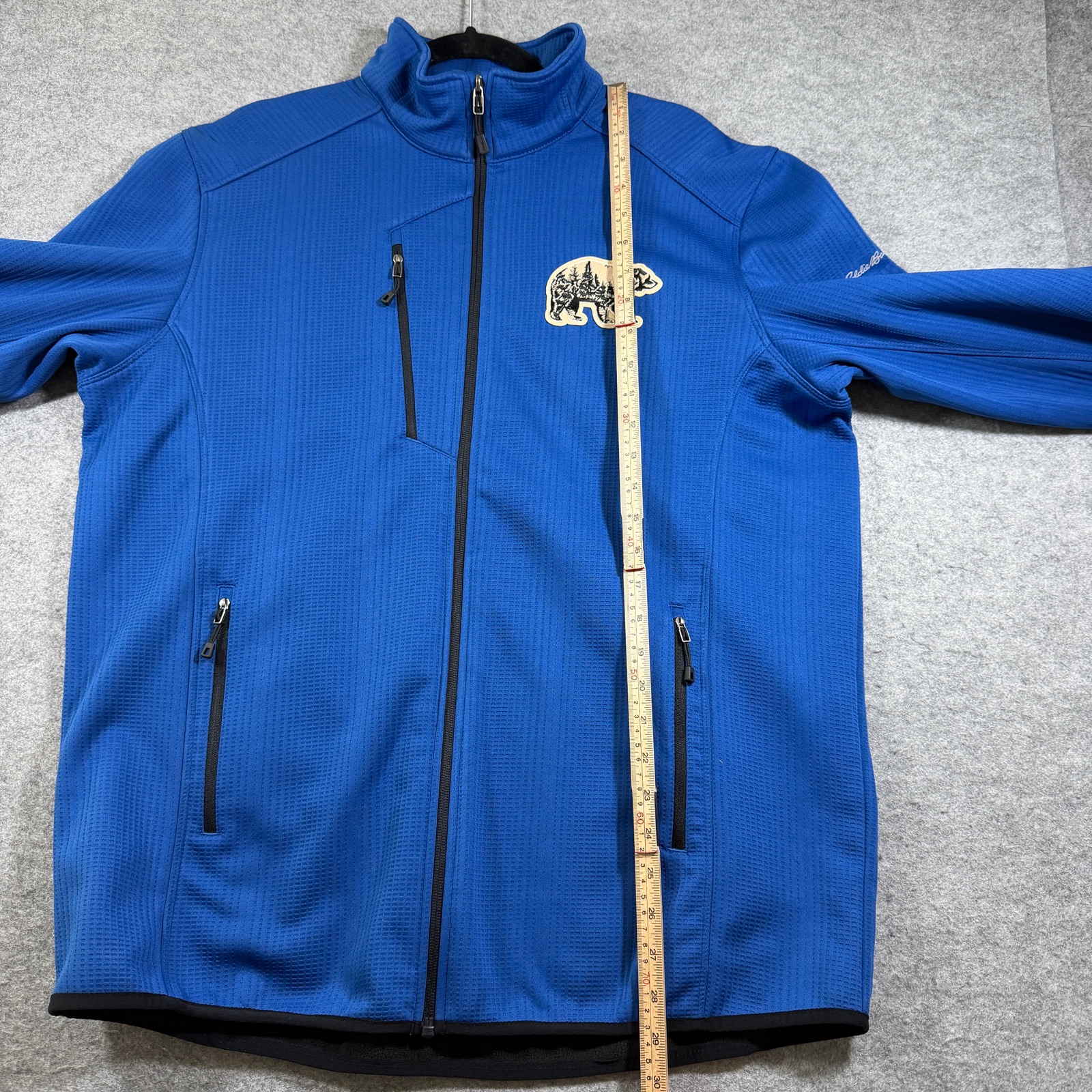 Eddie Bauer Full Zip Fleece Jacket Mens XL Blue Bear Patch Outdoor Hiking Camp thumbnail 7