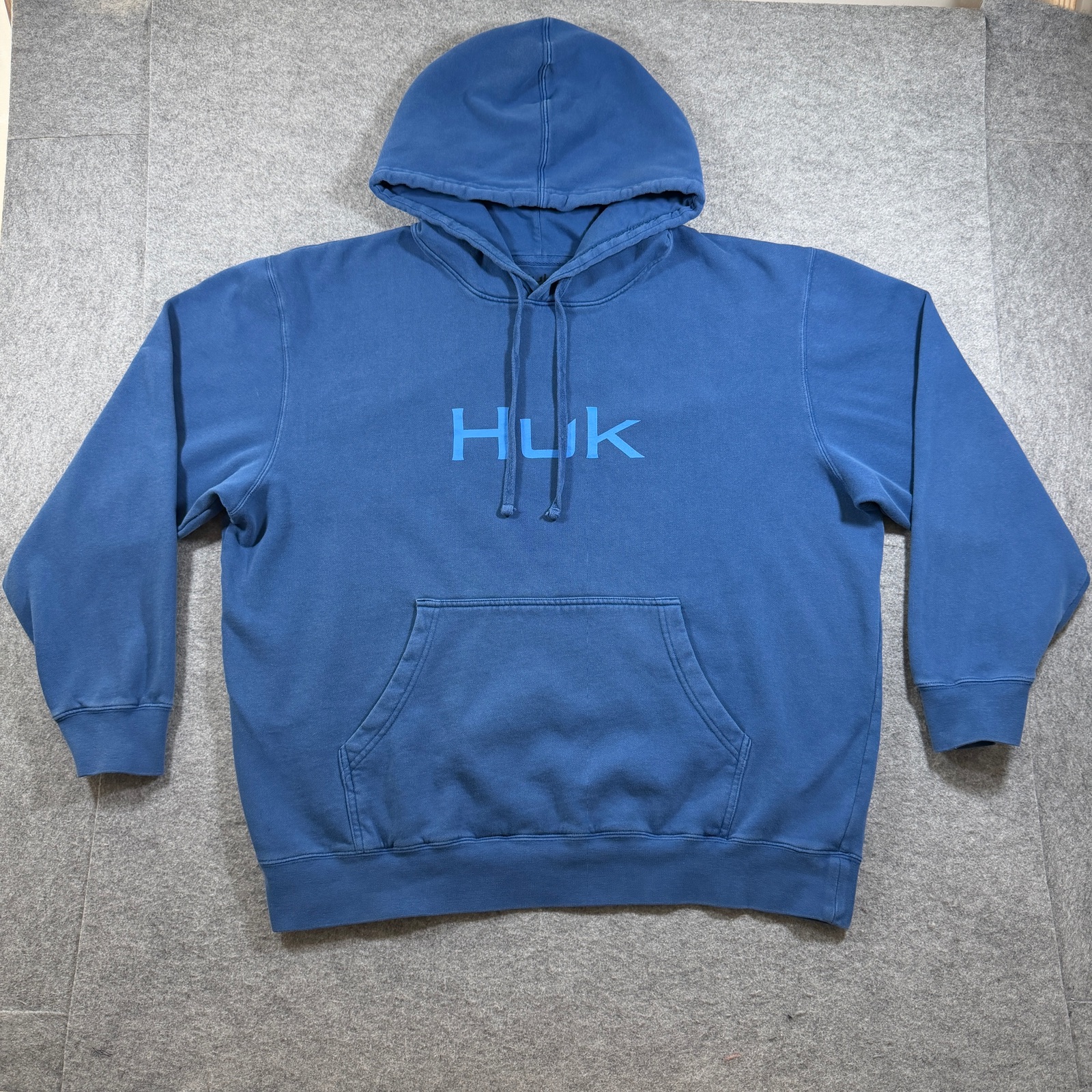 HUK Heavyweight Fleece Hoodie Mens XL Blue Fishing Outdoor Pullover Performance