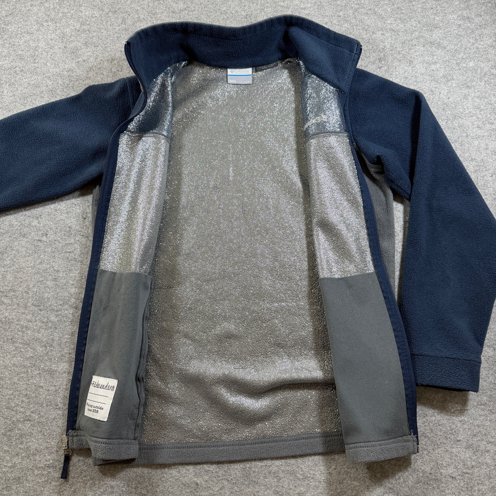 Columbia Steens Mountain Fleece Jacket Boys L Navy Gray Full Zip Outdoor Hiking thumbnail 5