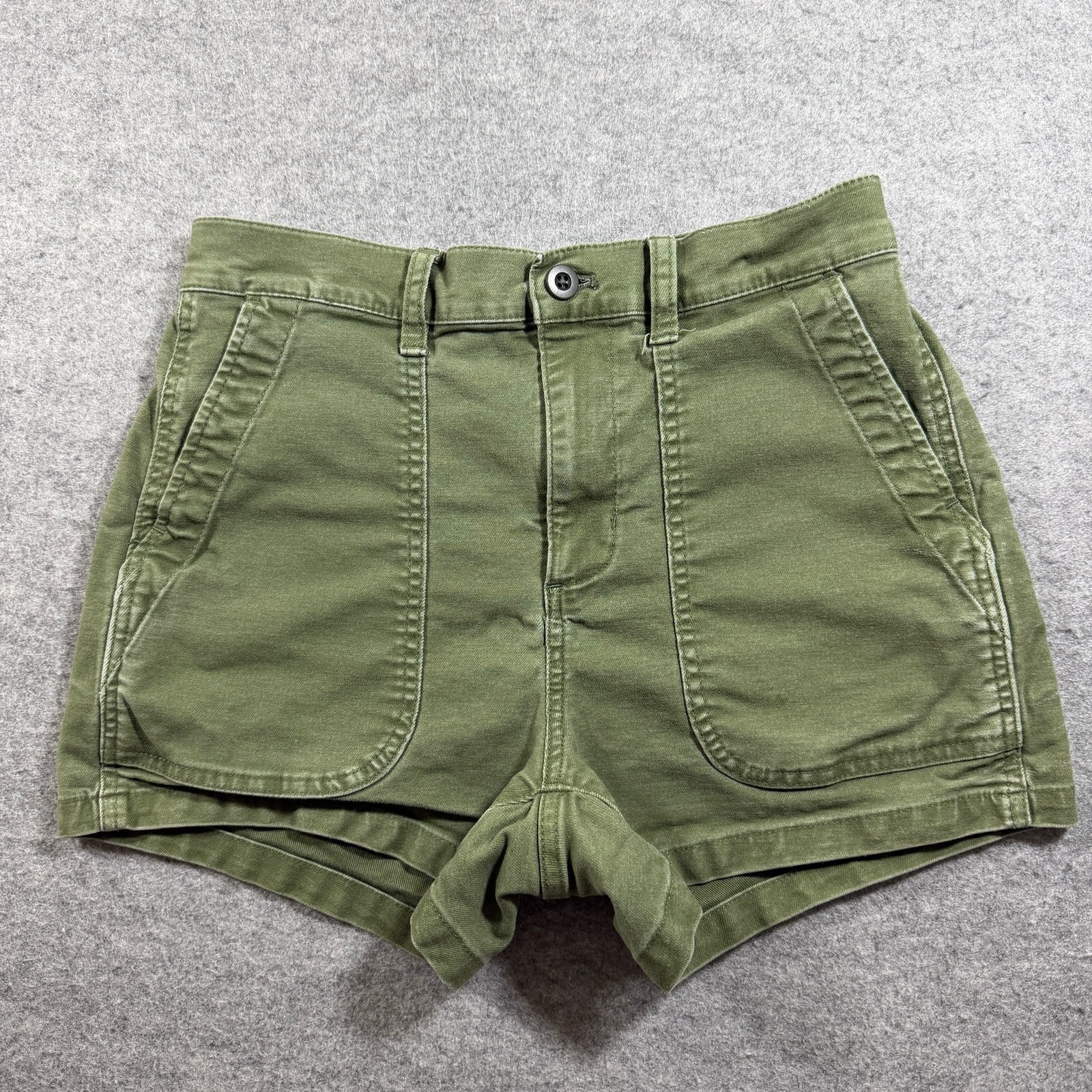 Madewell Shorts Womens 26 Olive Green High Rise Stretch Patch Pocket Preppy