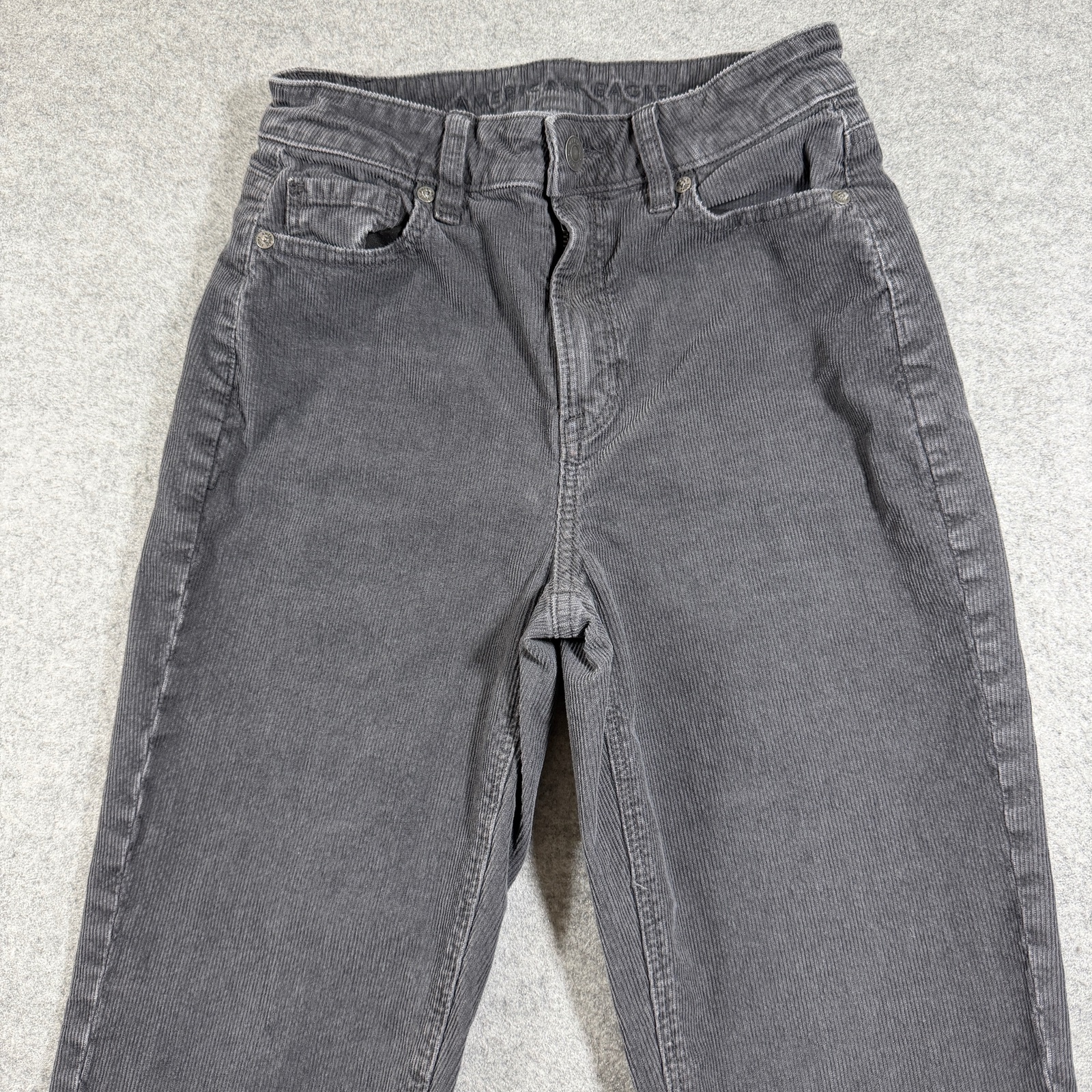 American Eagle Corduroy Pants Womens 0 Gray High Rise Five Pocket Stretch thumbnail 4