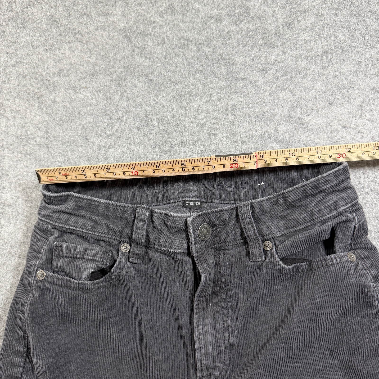 American Eagle Corduroy Pants Womens 0 Gray High Rise Five Pocket Stretch thumbnail 6