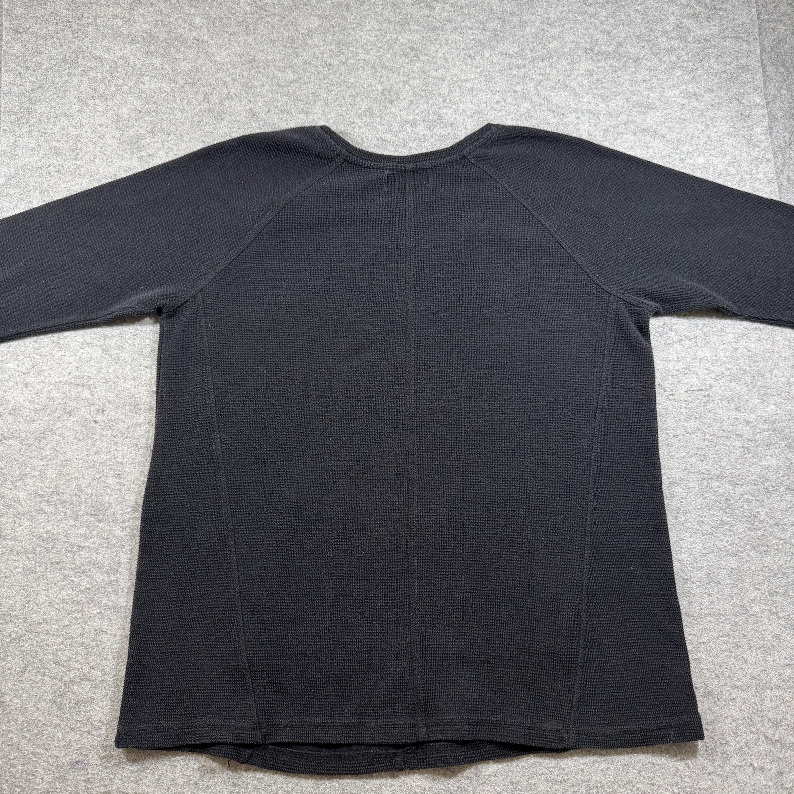 Liz Claiborne Weekend Sweater Women XL Black Waffle Knit Thermal Kangaroo Pocket thumbnail 4