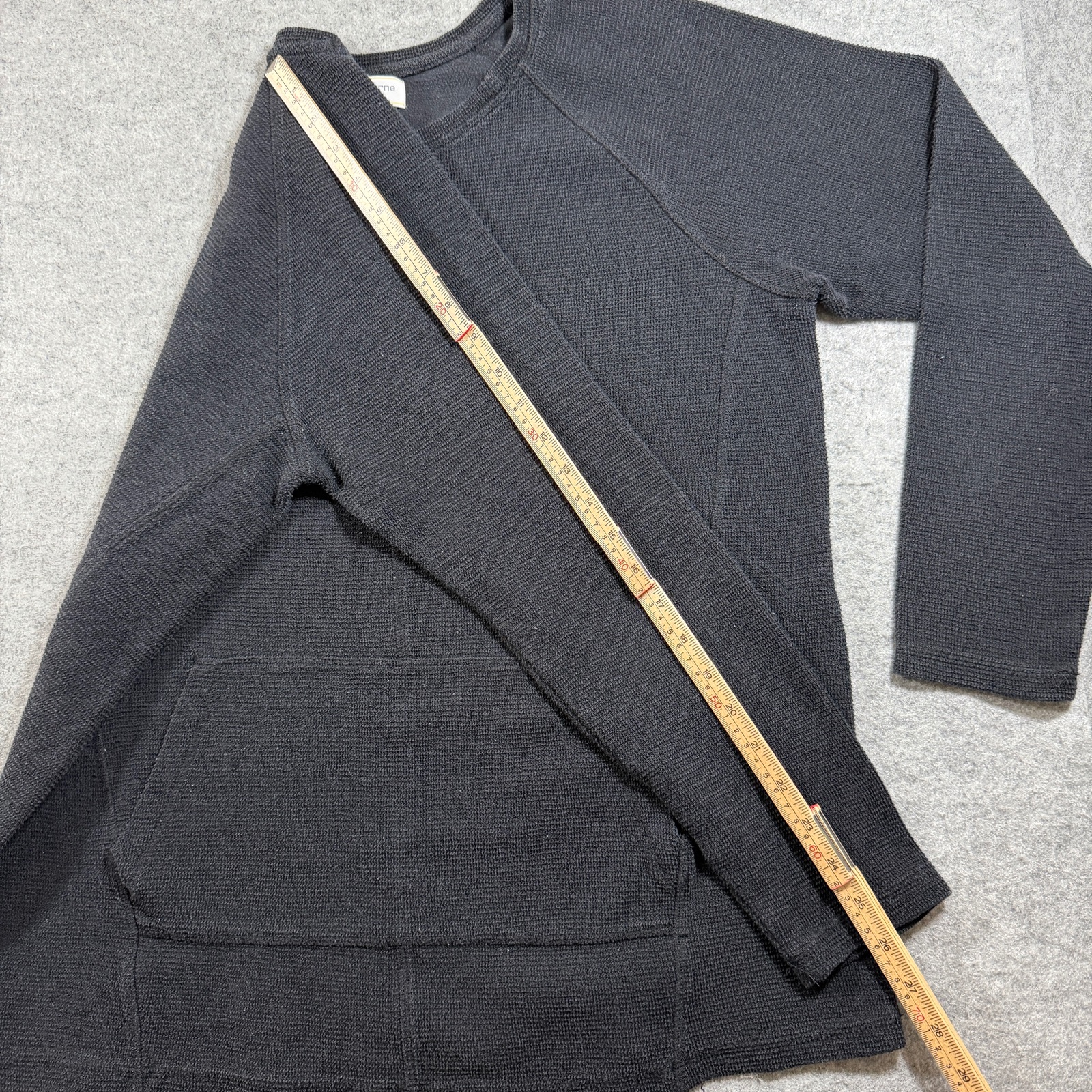 Liz Claiborne Weekend Sweater Women XL Black Waffle Knit Thermal Kangaroo Pocket thumbnail 8