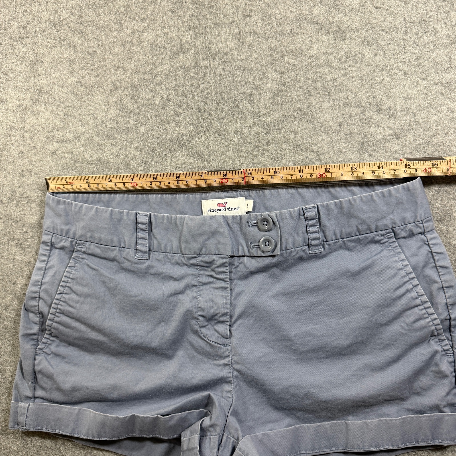 Vineyard Vines Chino Shorts Womens 8 Slate Blue Stretch Flat Front Preppy Whale thumbnail 5