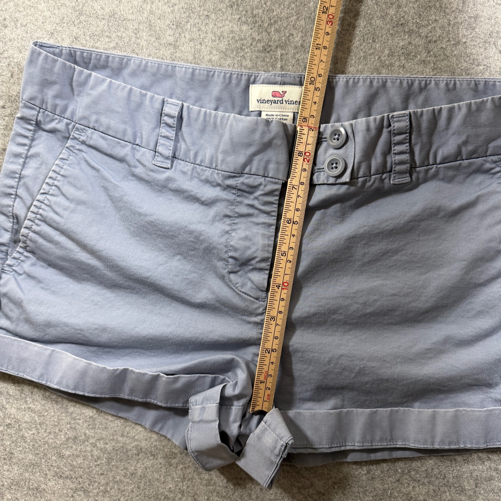 Vineyard Vines Chino Shorts Womens 8 Slate Blue Stretch Flat Front Preppy Whale thumbnail 6