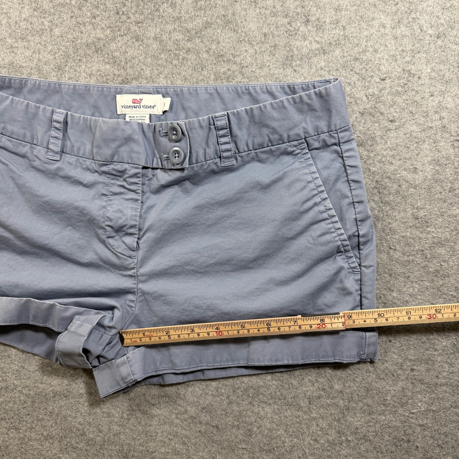 Vineyard Vines Chino Shorts Womens 8 Slate Blue Stretch Flat Front Preppy Whale thumbnail 7