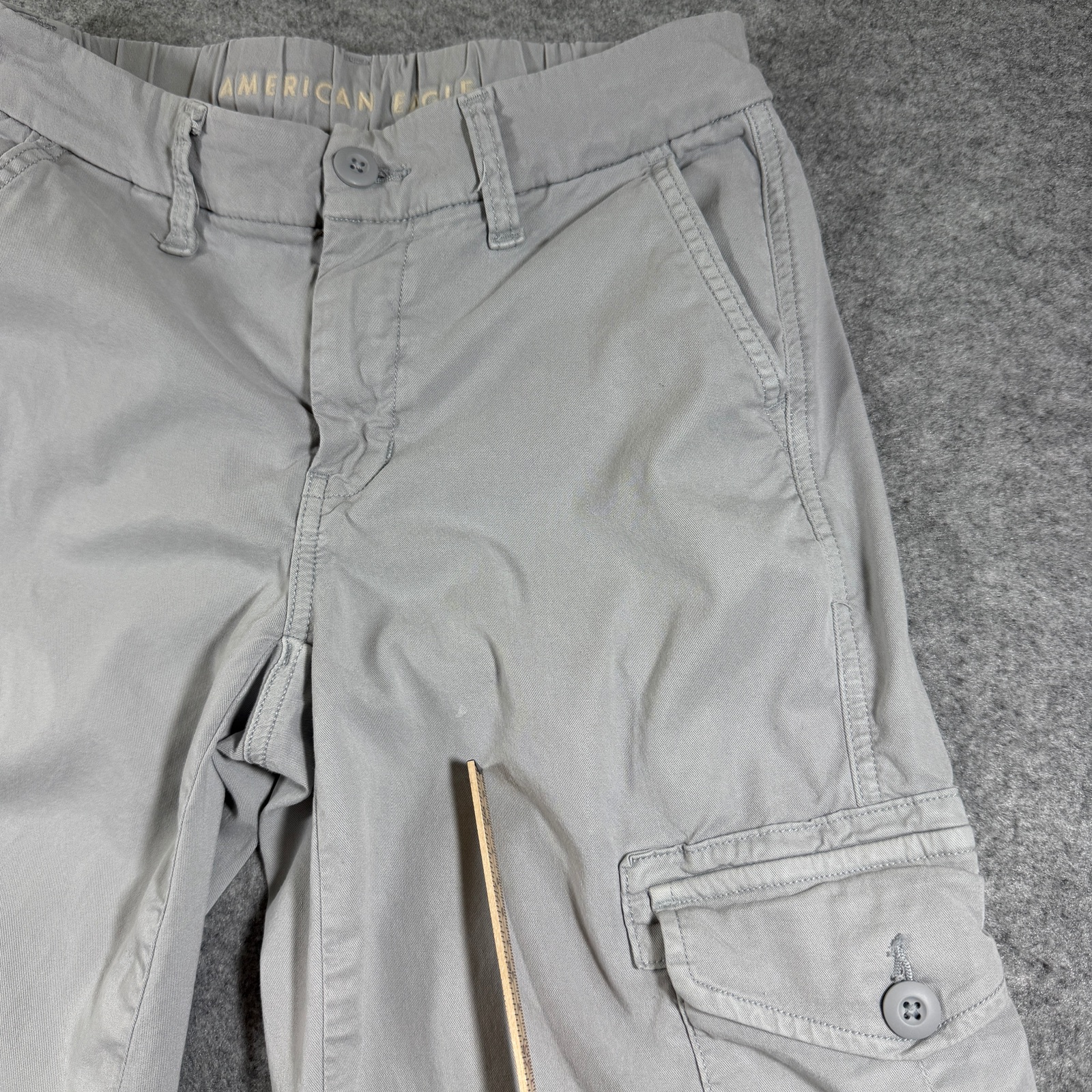 American Eagle Cargo Pants Womens 000 Gray Mid Rise Baggy Wide Leg Y2K Stretch thumbnail 5