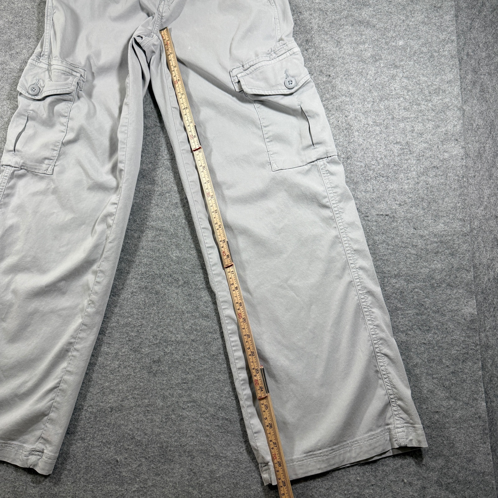 American Eagle Cargo Pants Womens 000 Gray Mid Rise Baggy Wide Leg Y2K Stretch thumbnail 7