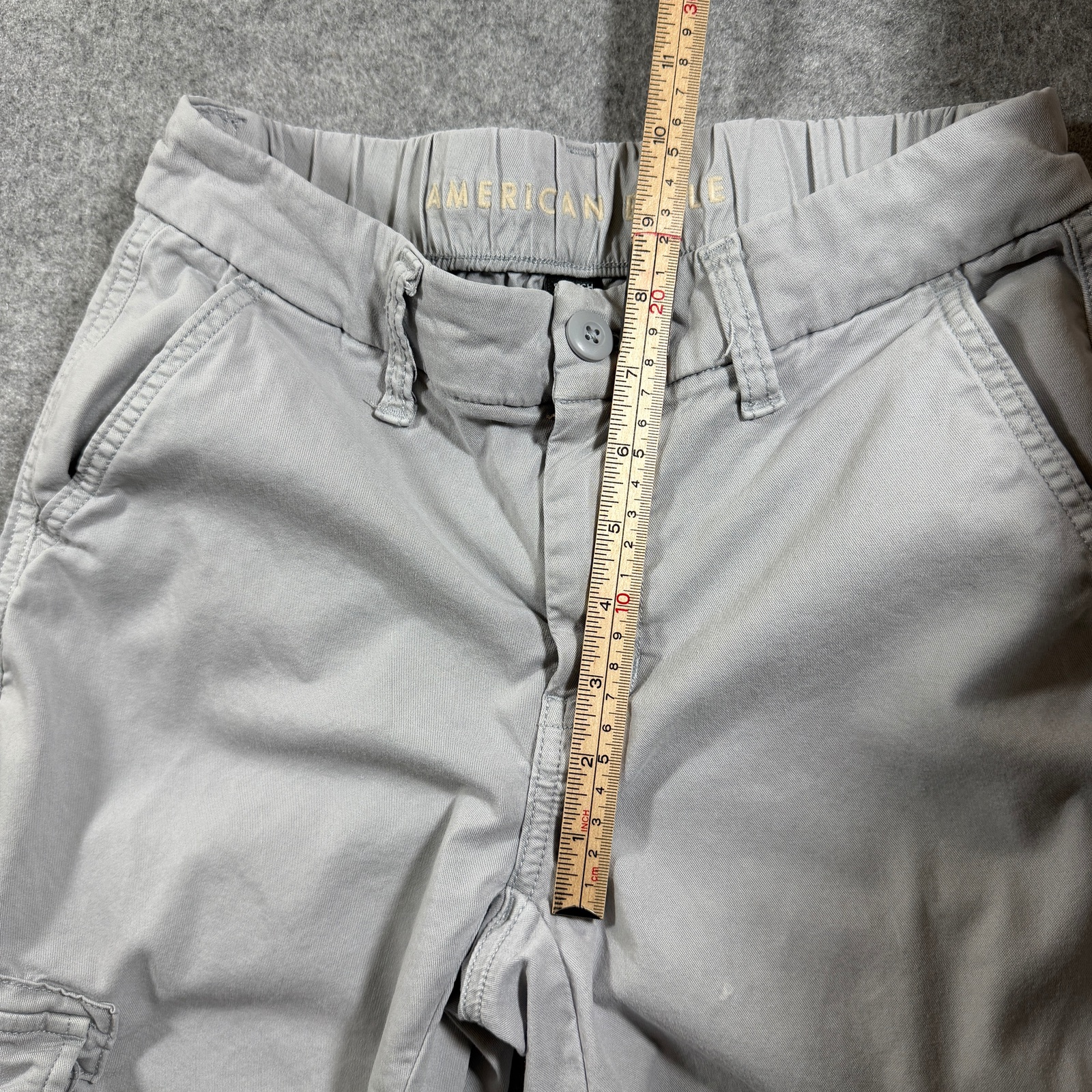 American Eagle Cargo Pants Womens 000 Gray Mid Rise Baggy Wide Leg Y2K Stretch thumbnail 8