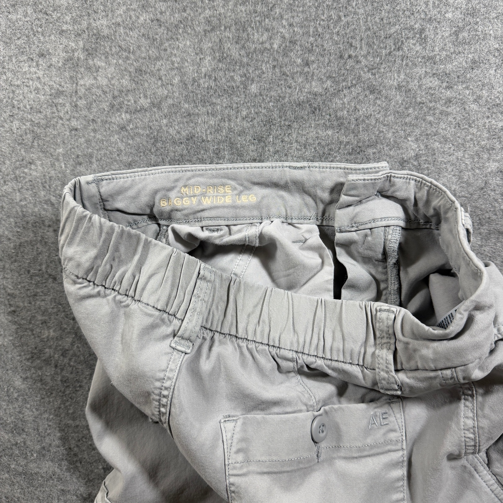 American Eagle Cargo Pants Womens 000 Gray Mid Rise Baggy Wide Leg Y2K Stretch thumbnail 15