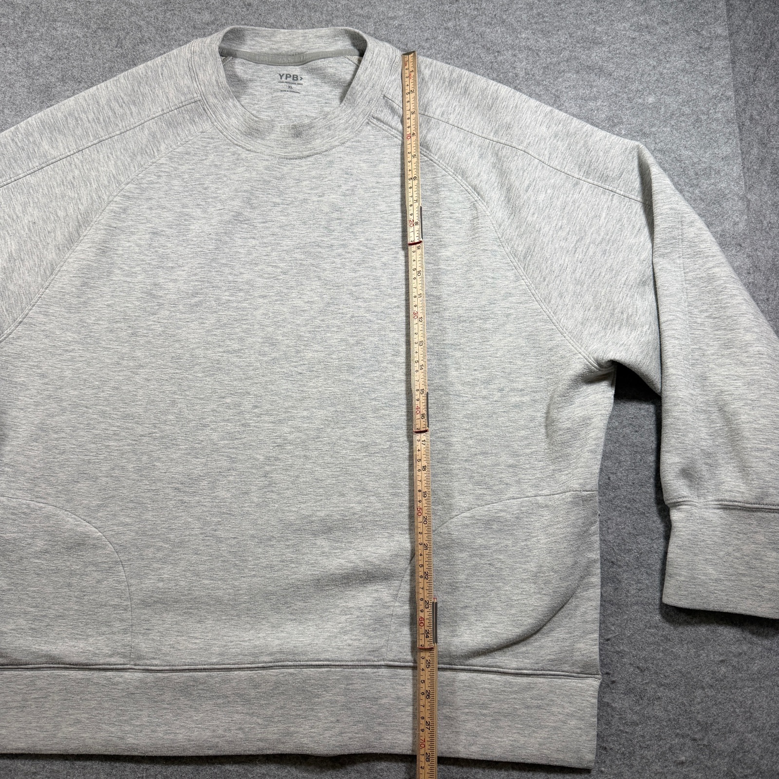 YPB Sweatshirt Womens XL Heather Gray Raglan Sleeve Relaxed Fit Pullover Pockets thumbnail 6