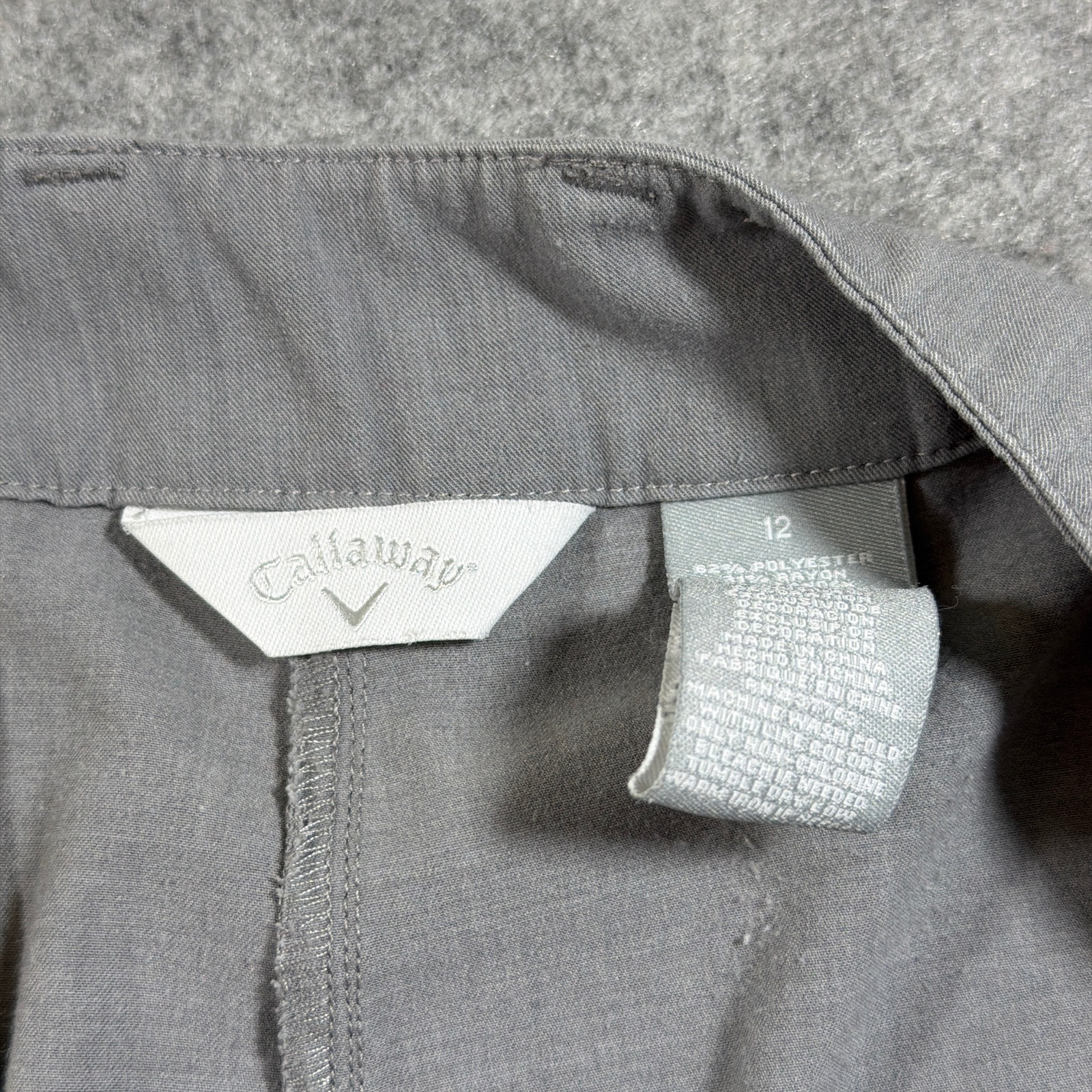 Callaway Bermuda Shorts Womens 12 Gray Golf Flat Front Zip Pockets Lightweight thumbnail 5