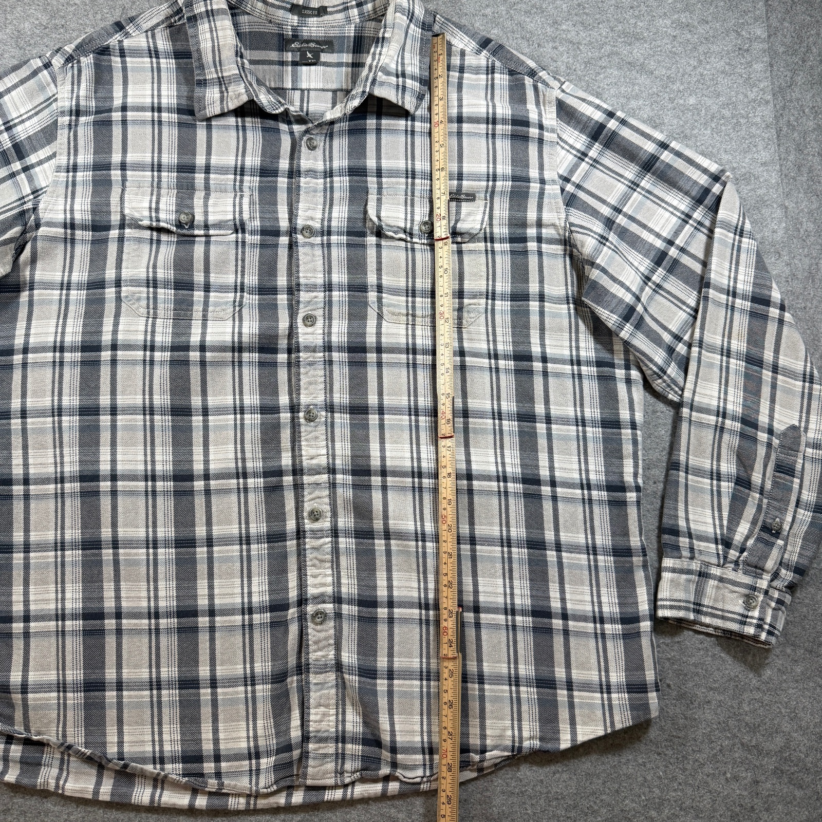 Eddie Bauer Flannel Shirt Mens XXL Gray Plaid Button Up Classic Fit Outdoor Work thumbnail 6