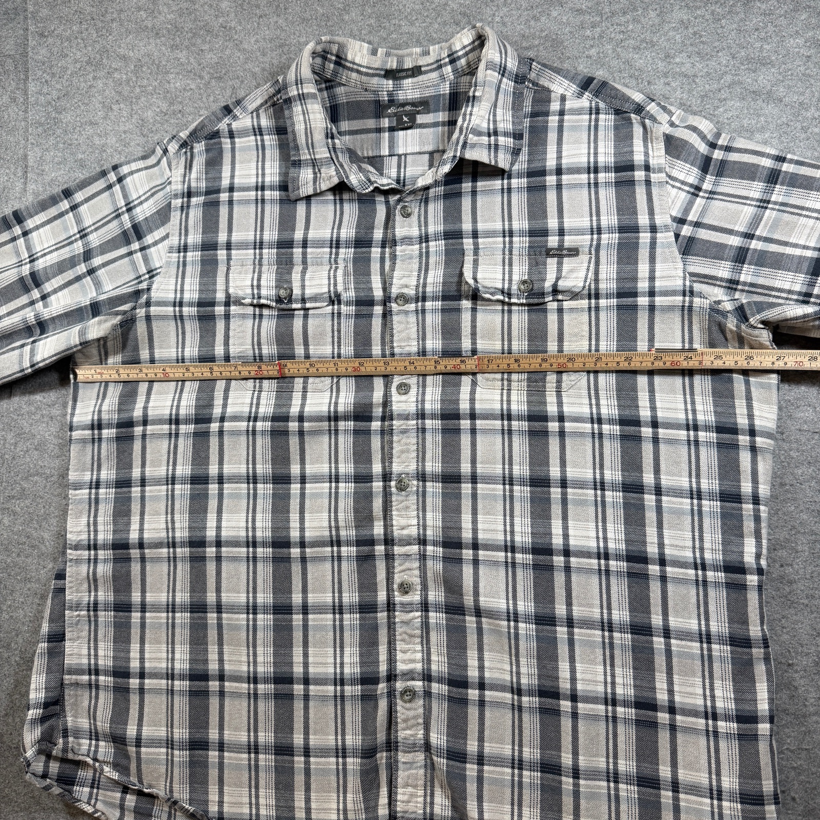 Eddie Bauer Flannel Shirt Mens XXL Gray Plaid Button Up Classic Fit Outdoor Work thumbnail 8