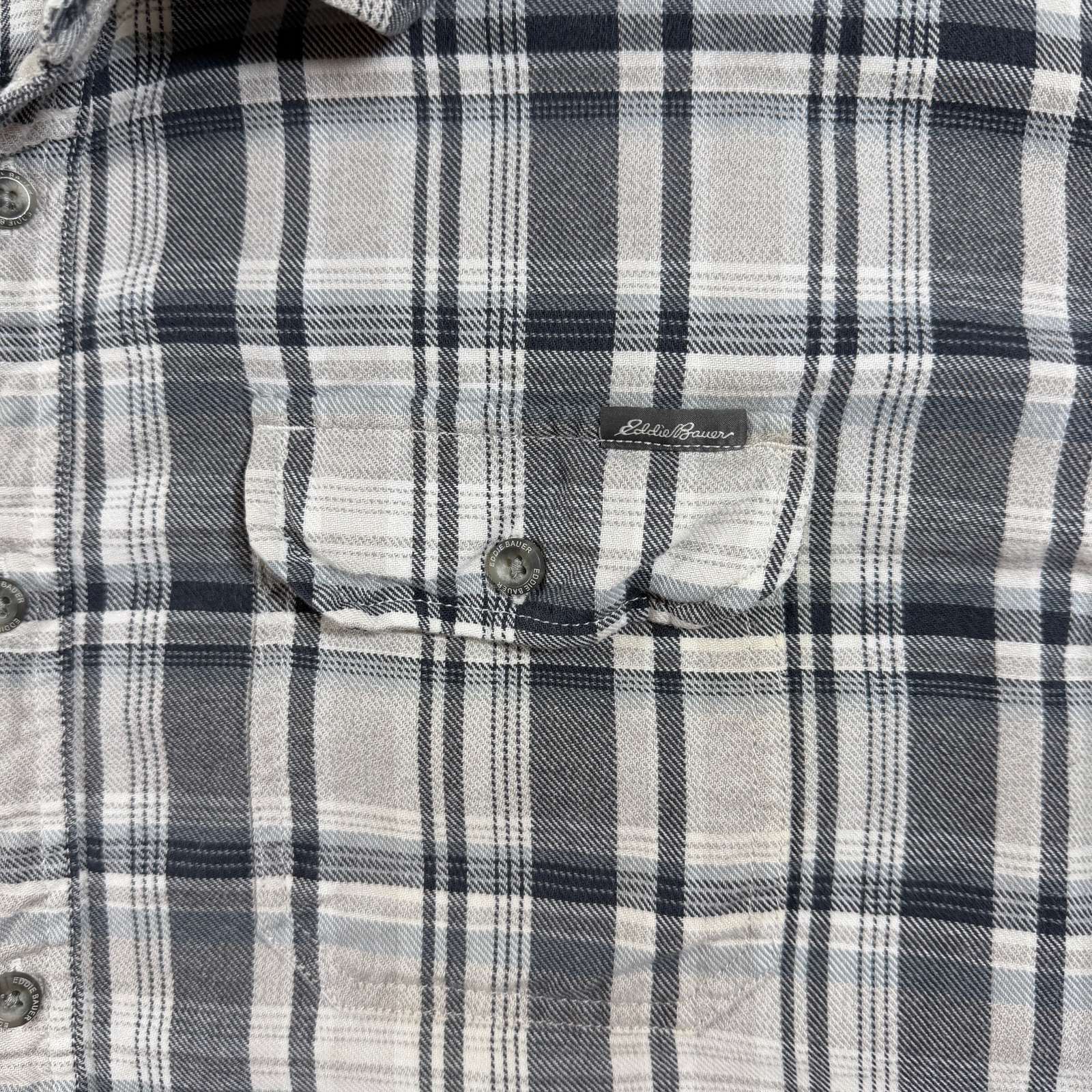 Eddie Bauer Flannel Shirt Mens XXL Gray Plaid Button Up Classic Fit Outdoor Work thumbnail 9