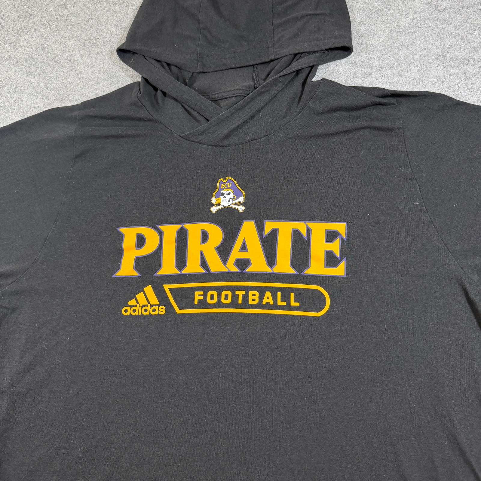 Adidas ECU Pirates Football Hooded Shirt Mens XL Black Long Sleeve Lightweight thumbnail 3