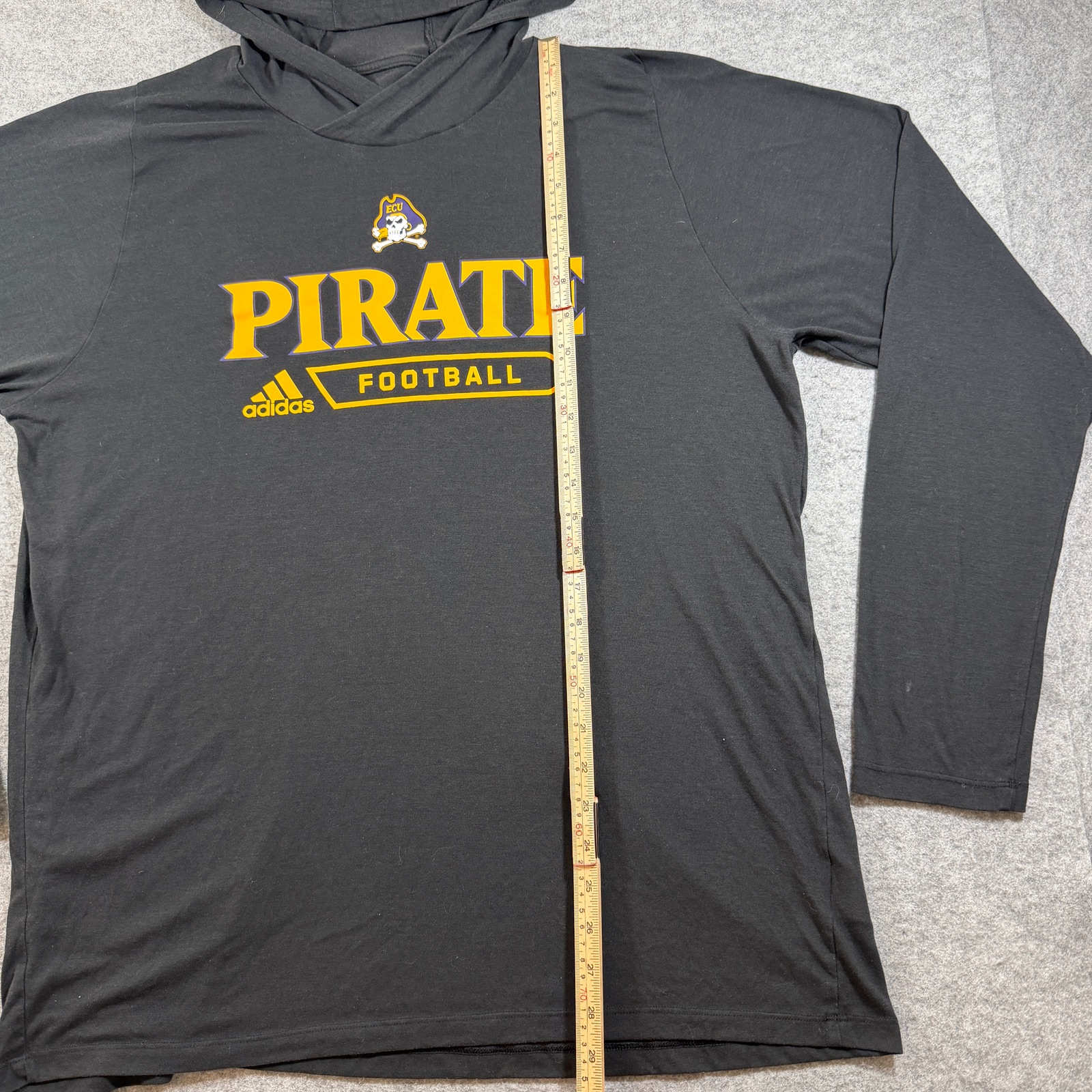 Adidas ECU Pirates Football Hooded Shirt Mens XL Black Long Sleeve Lightweight thumbnail 6