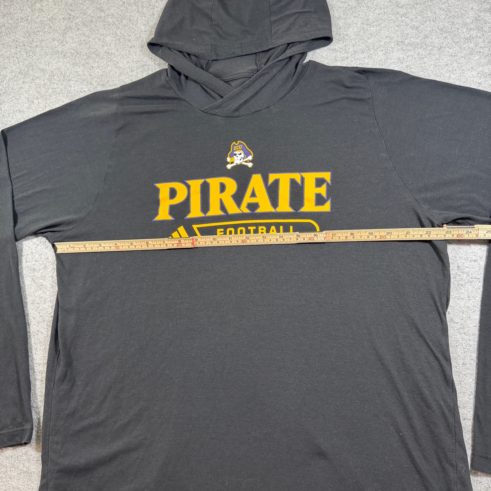 Adidas ECU Pirates Football Hooded Shirt Mens XL Black Long Sleeve Lightweight thumbnail 7