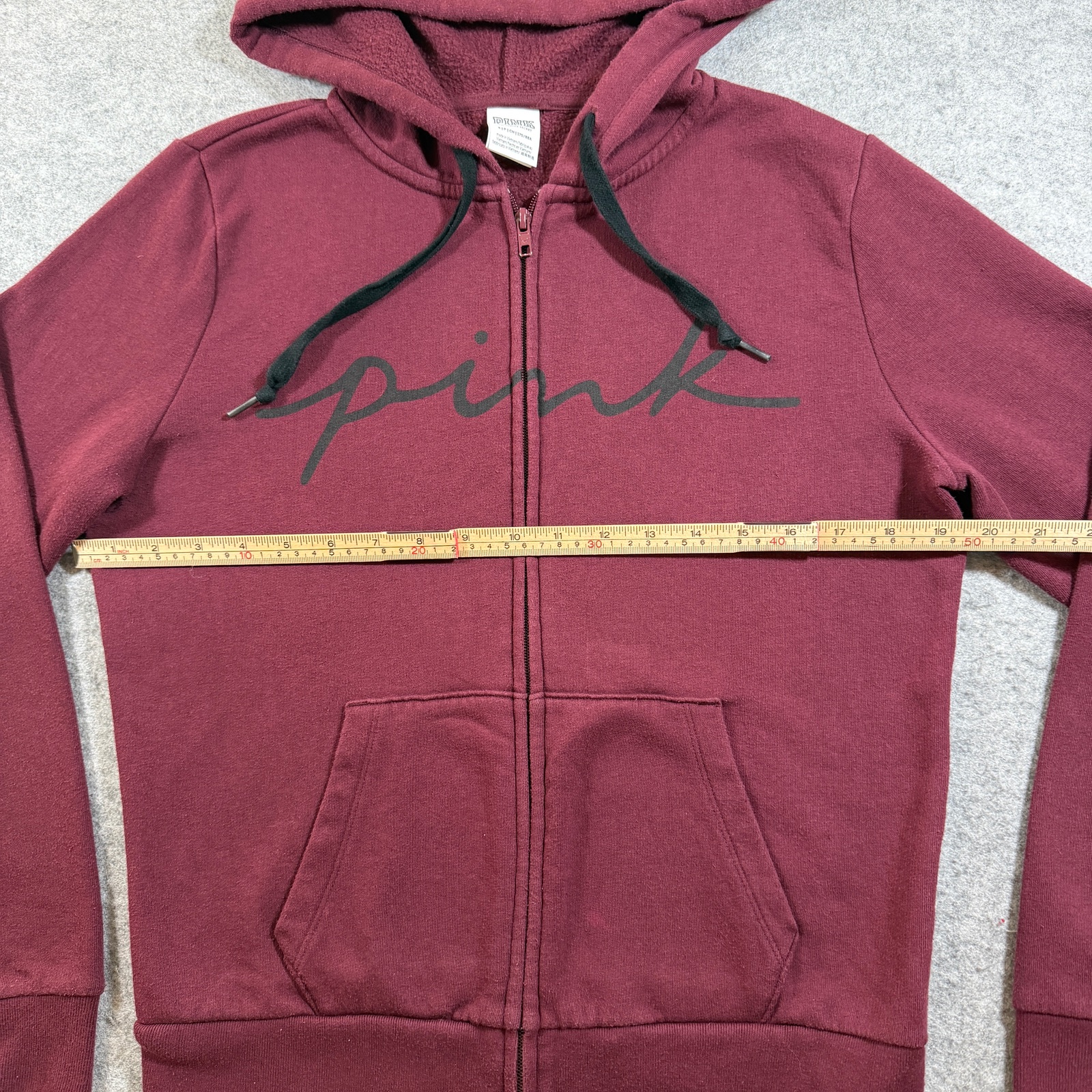PINK Victoria's Secret Full Zip Hoodie Womens S Maroon Burgundy Fleece Lounge thumbnail 6
