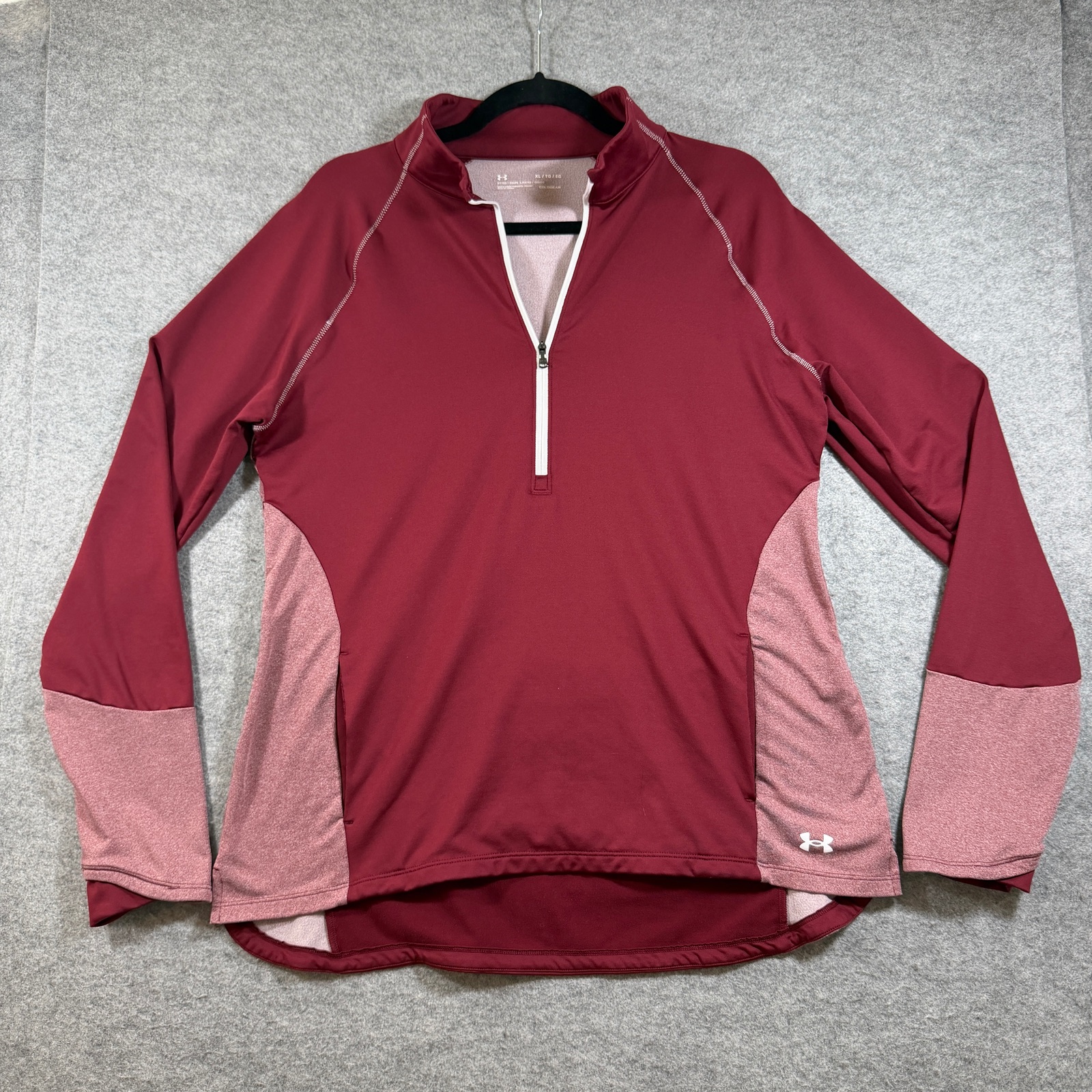 Under Armour ColdGear 1/4 Zip Pullover Womens XL Maroon Fitted Thumbholes Active