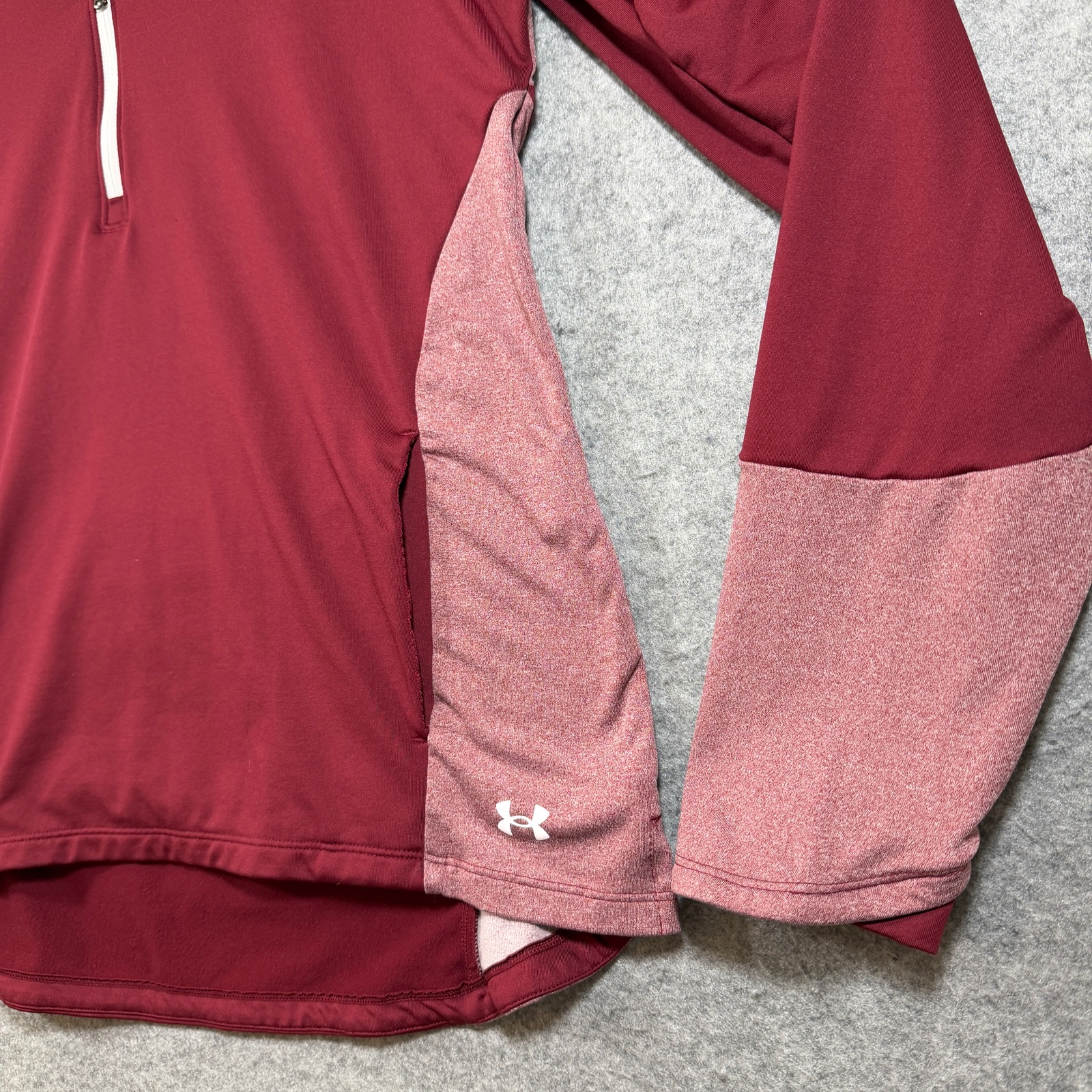 Under Armour ColdGear 1/4 Zip Pullover Womens XL Maroon Fitted Thumbholes Active thumbnail 3